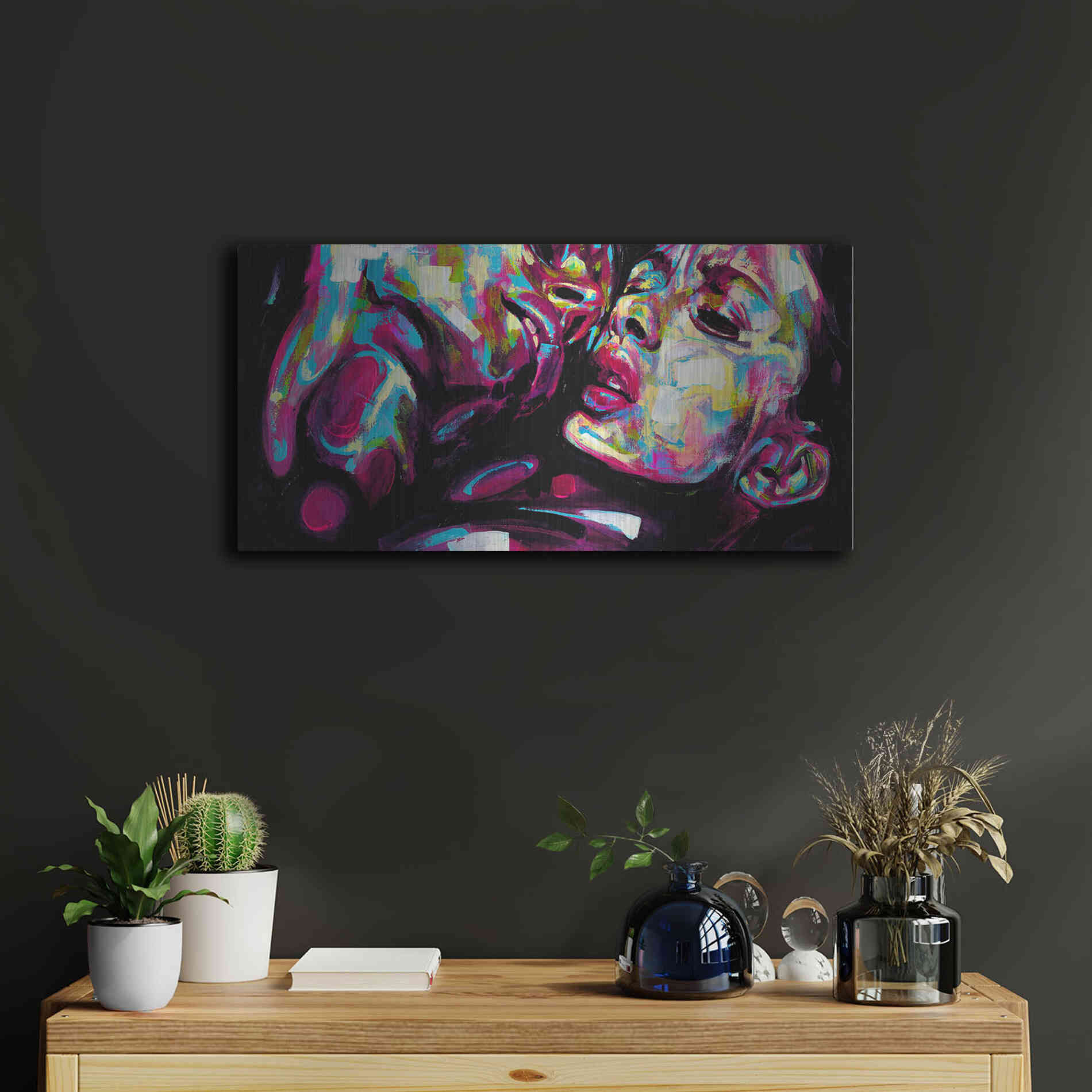 Luxe Metal Art 'Passion' by Grey, Metal Wall Art,24x12