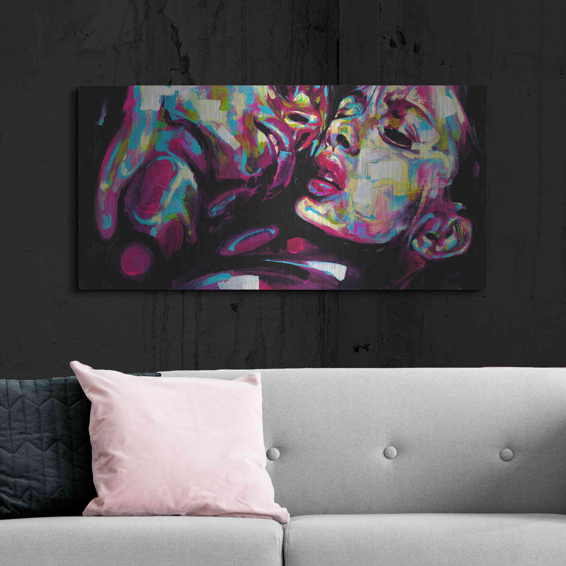 Luxe Metal Art 'Passion' by Grey, Metal Wall Art,48x24