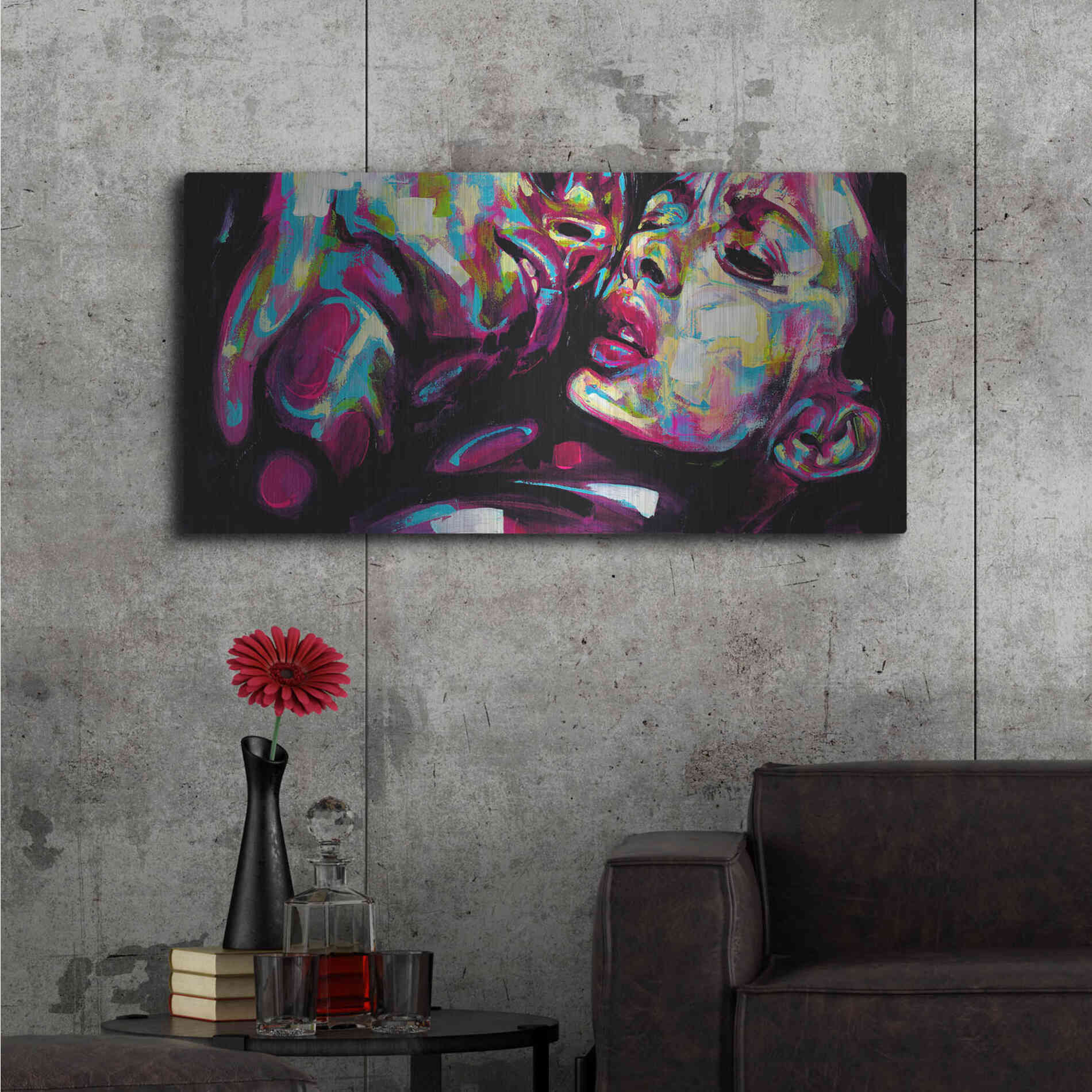 Luxe Metal Art 'Passion' by Grey, Metal Wall Art,48x24