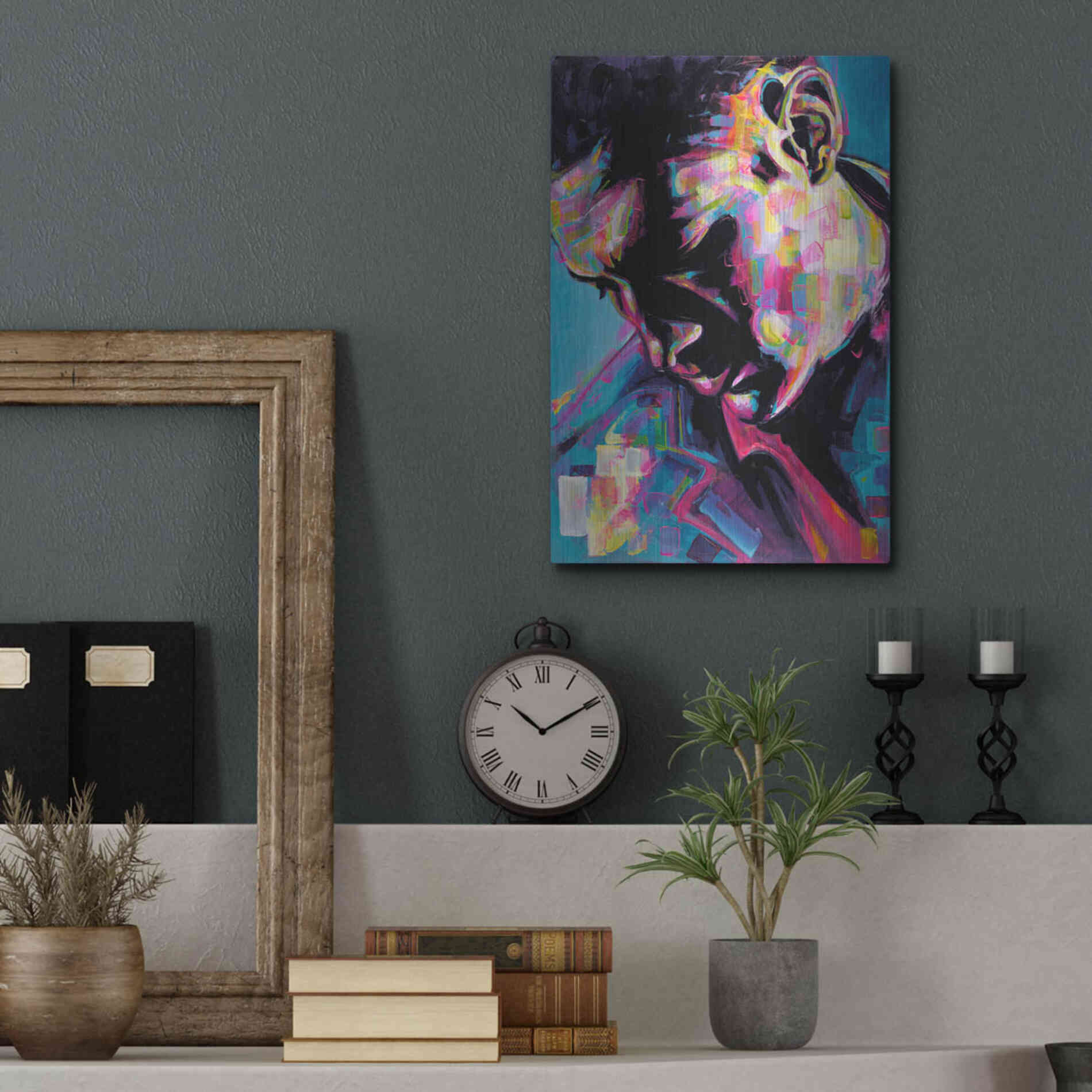 Luxe Metal Art 'Poser' by Grey, Metal Wall Art,12x16