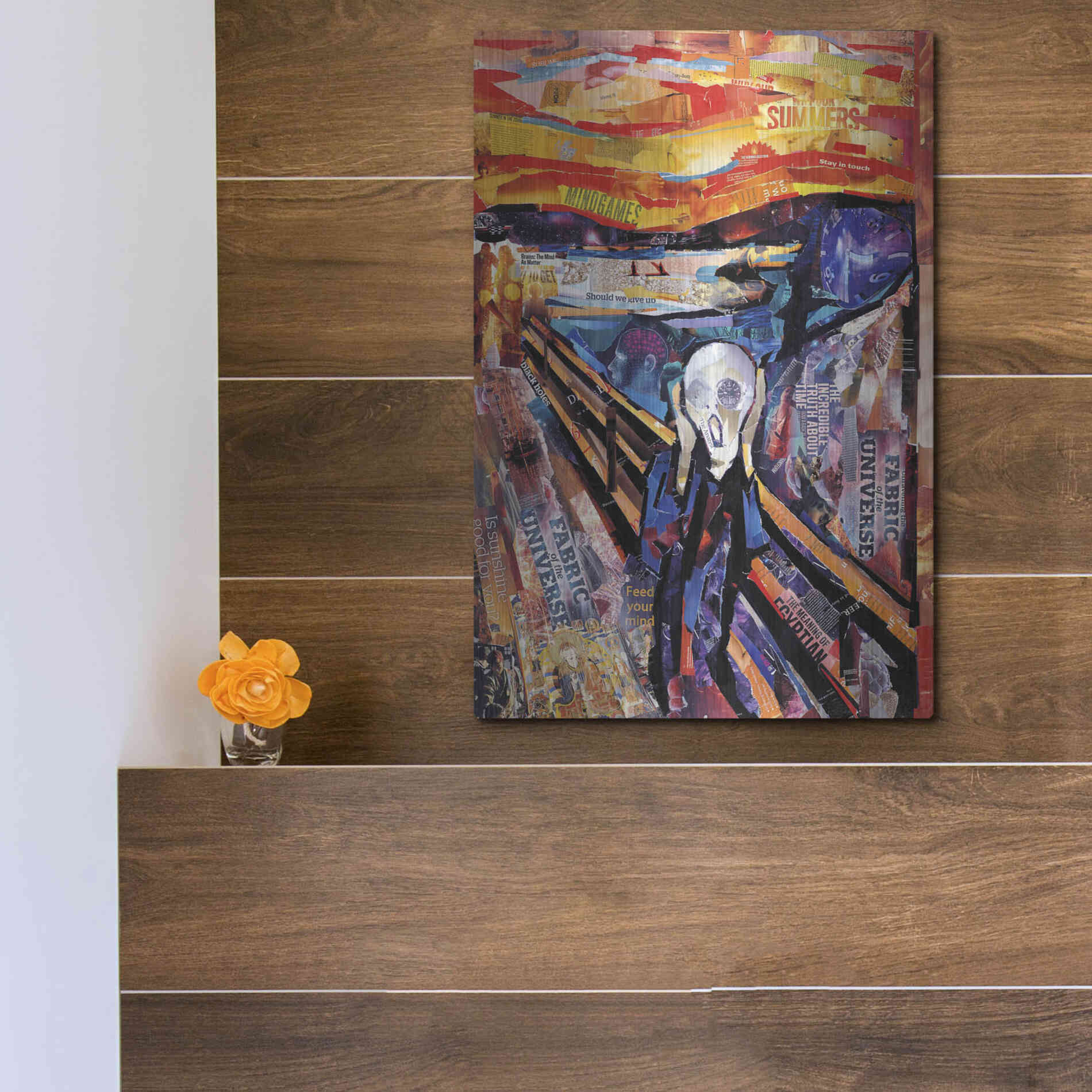 Luxe Metal Art 'The Scream' by Grey, Metal Wall Art,12x16