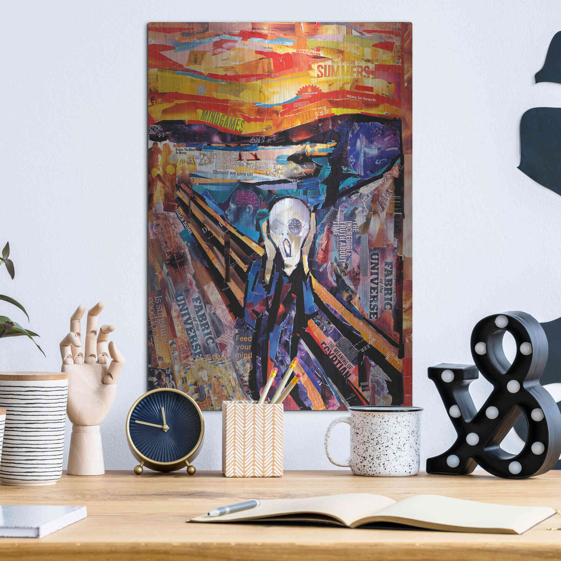 Luxe Metal Art 'The Scream' by Grey, Metal Wall Art,12x16