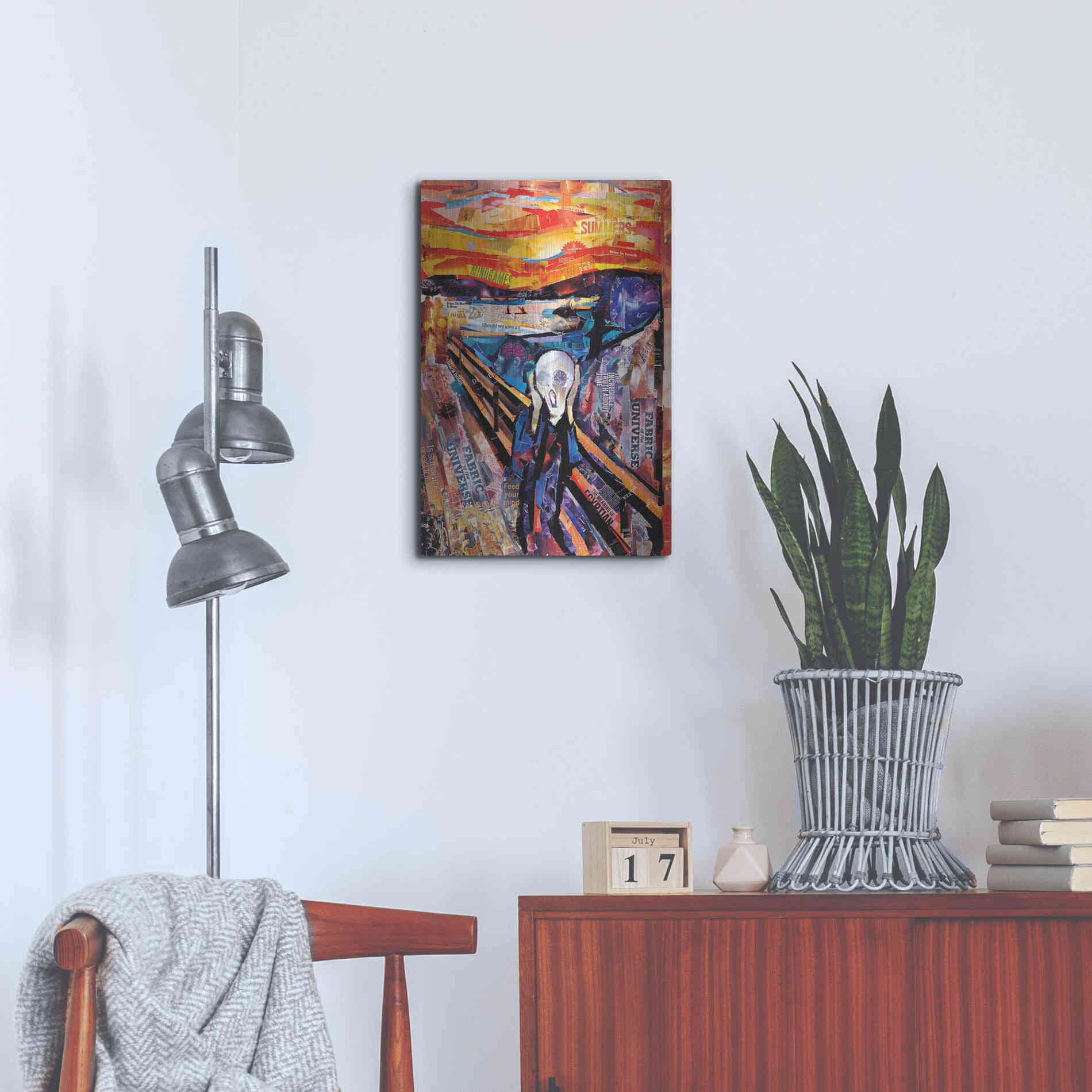 Luxe Metal Art 'The Scream' by Grey, Metal Wall Art,16x24