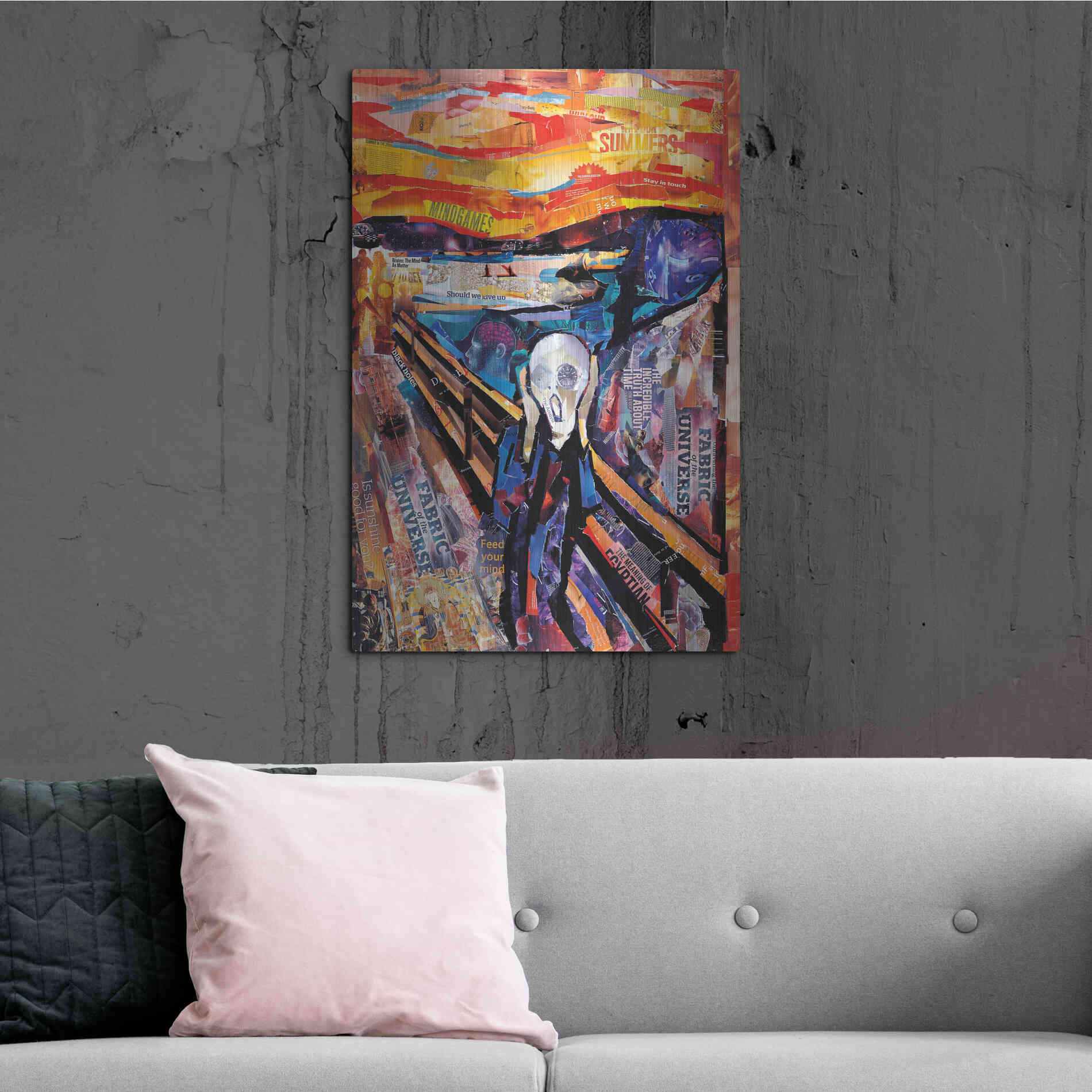 Luxe Metal Art 'The Scream' by Grey, Metal Wall Art,24x36