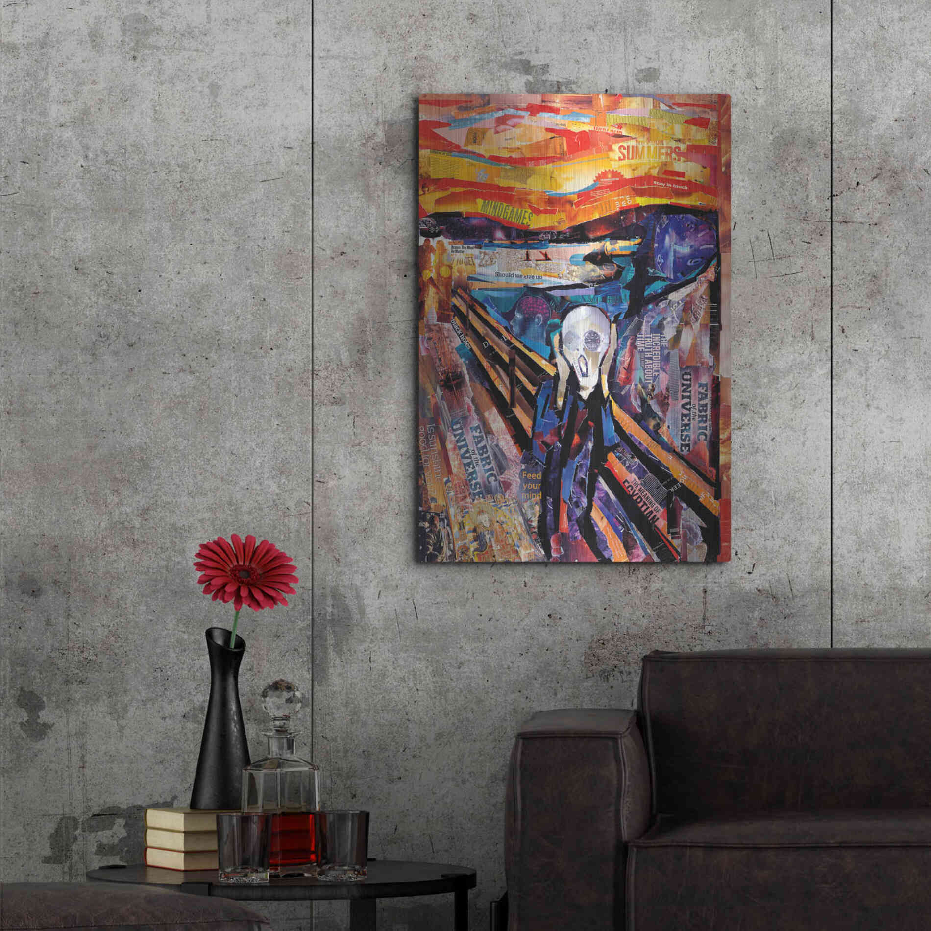 Luxe Metal Art 'The Scream' by Grey, Metal Wall Art,24x36