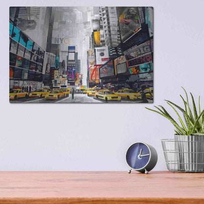 Luxe Metal Art 'Times Square' by Grey, Metal Wall Art,16x12