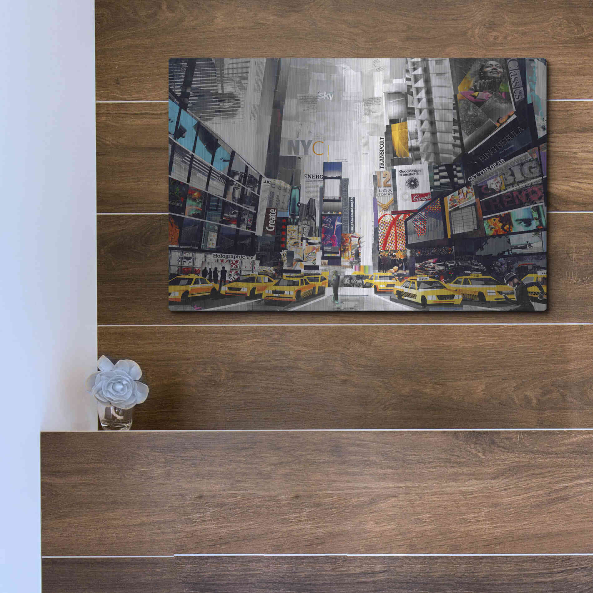 Luxe Metal Art 'Times Square' by Grey, Metal Wall Art,16x12