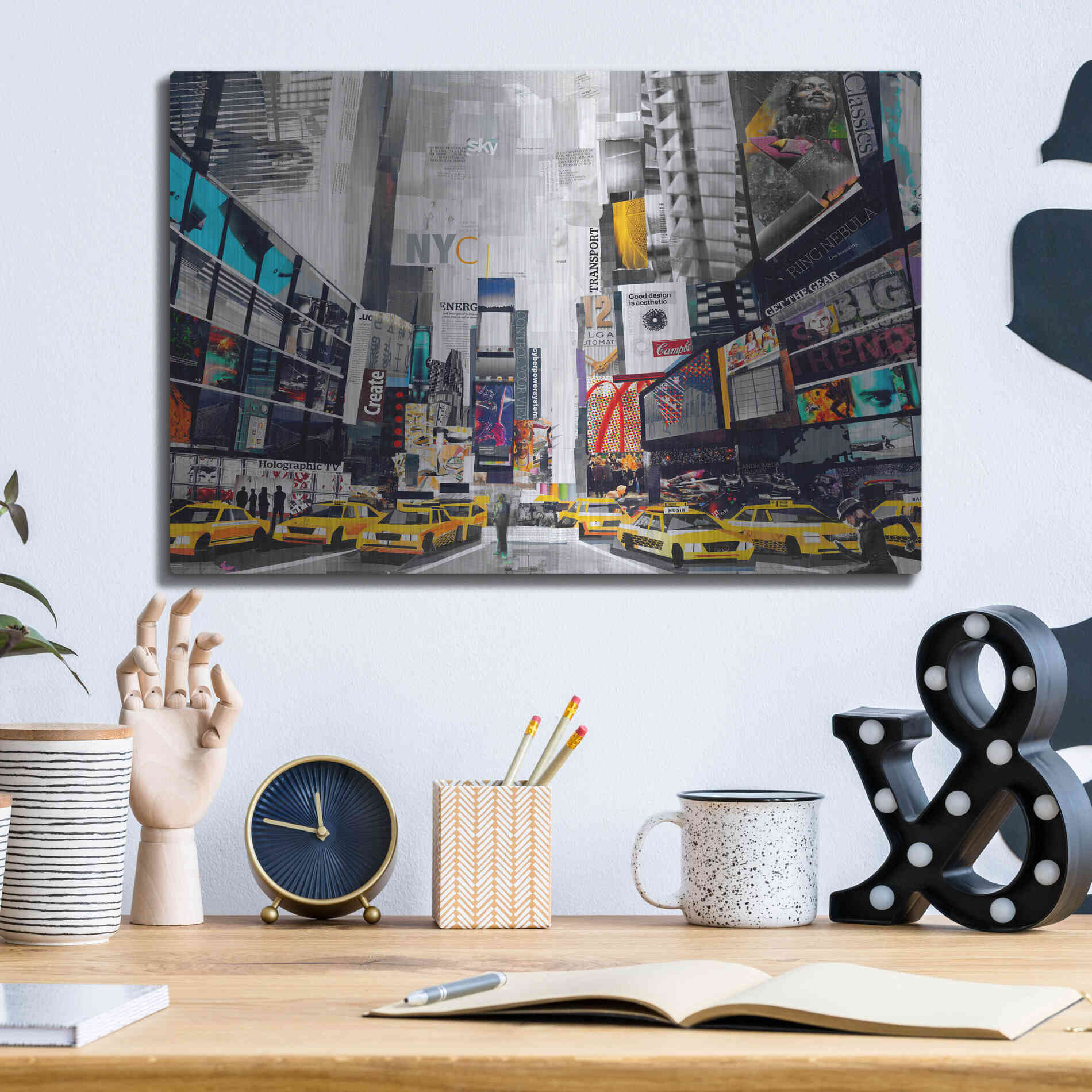 Luxe Metal Art 'Times Square' by Grey, Metal Wall Art,16x12