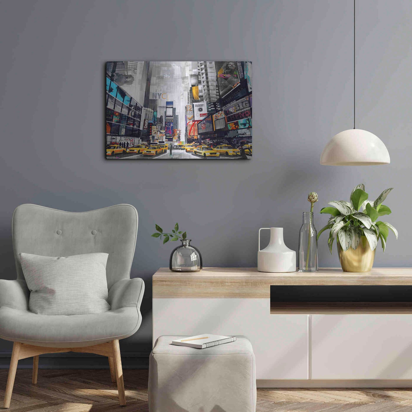 Luxe Metal Art 'Times Square' by Grey, Metal Wall Art,24x16