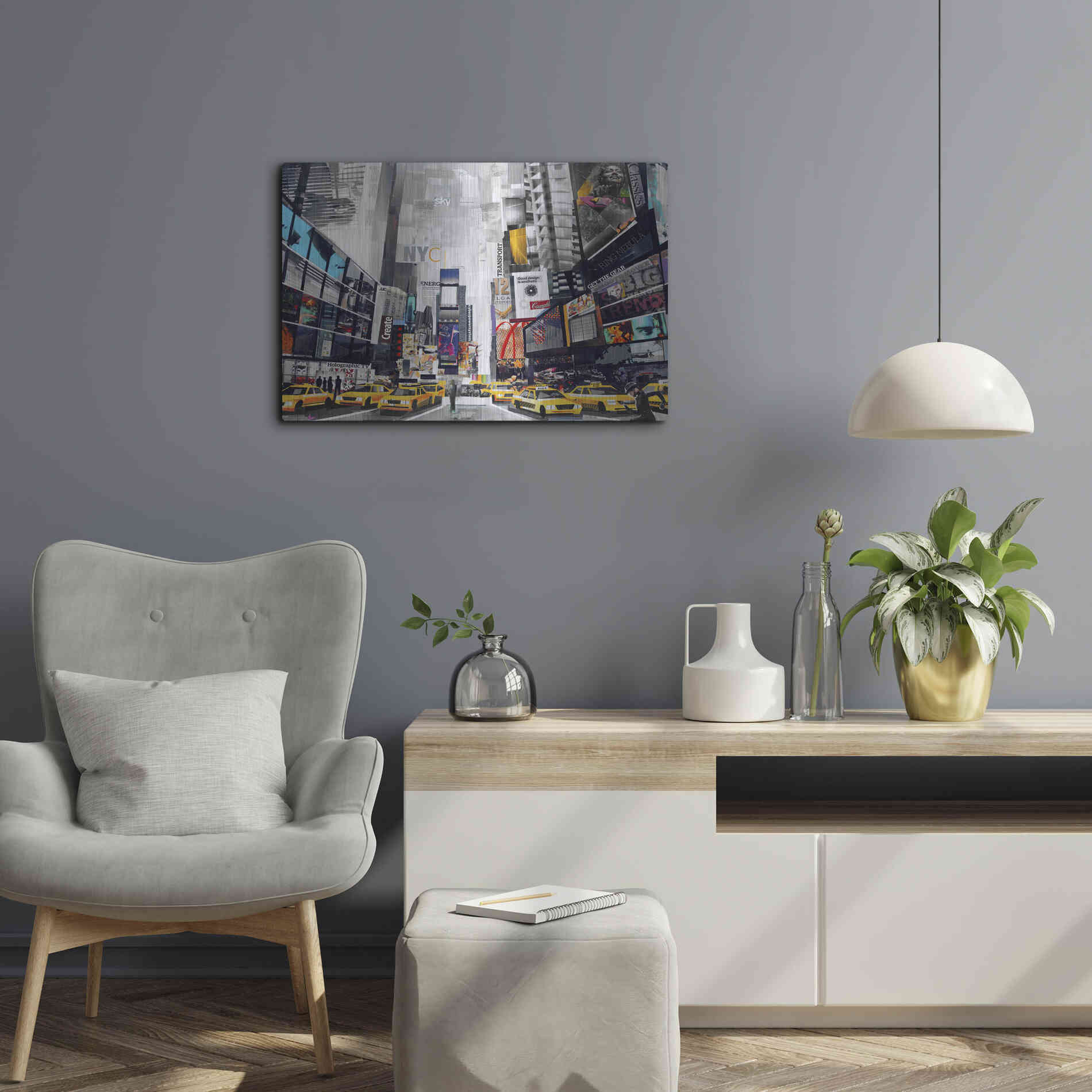 Luxe Metal Art 'Times Square' by Grey, Metal Wall Art,24x16