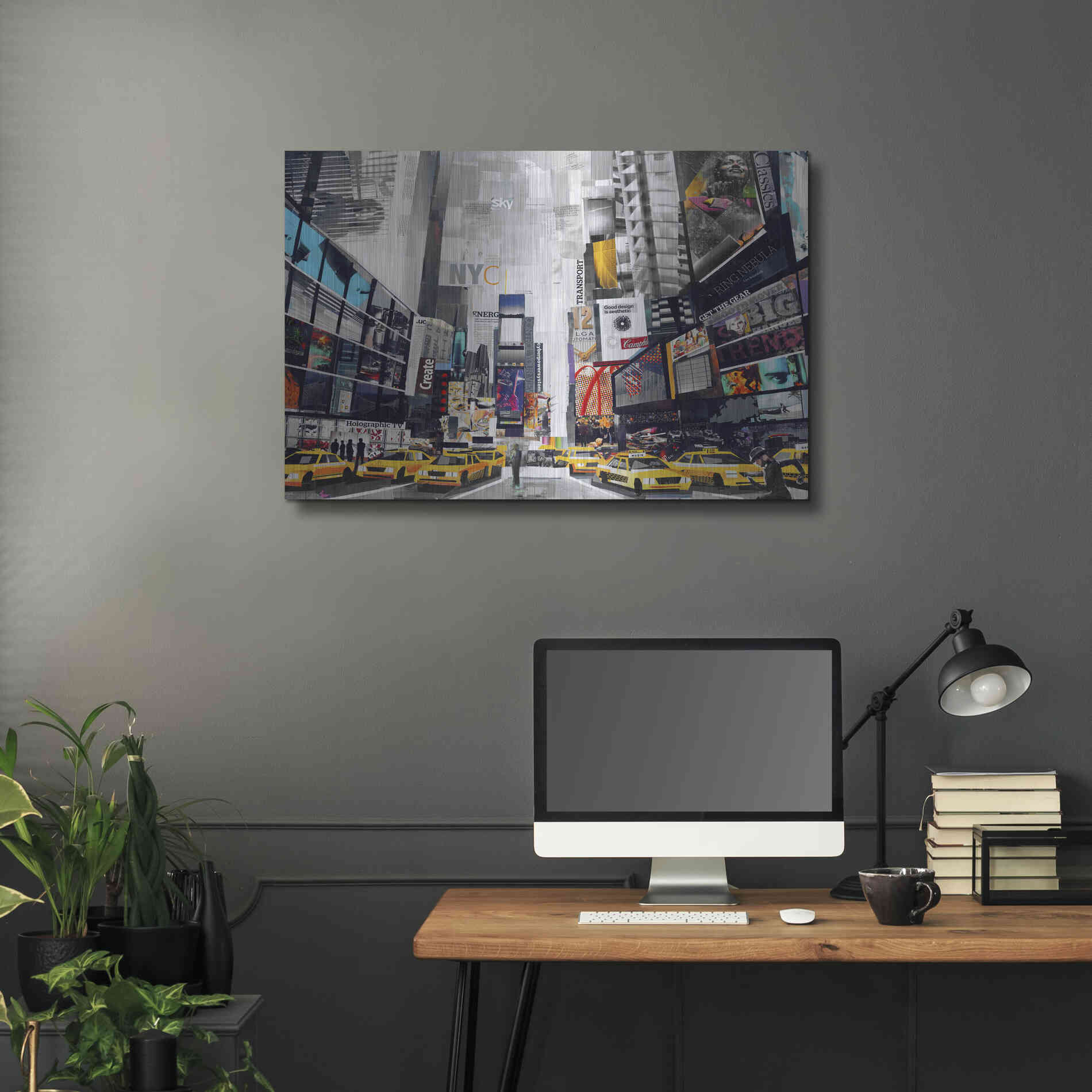 Luxe Metal Art 'Times Square' by Grey, Metal Wall Art,36x24