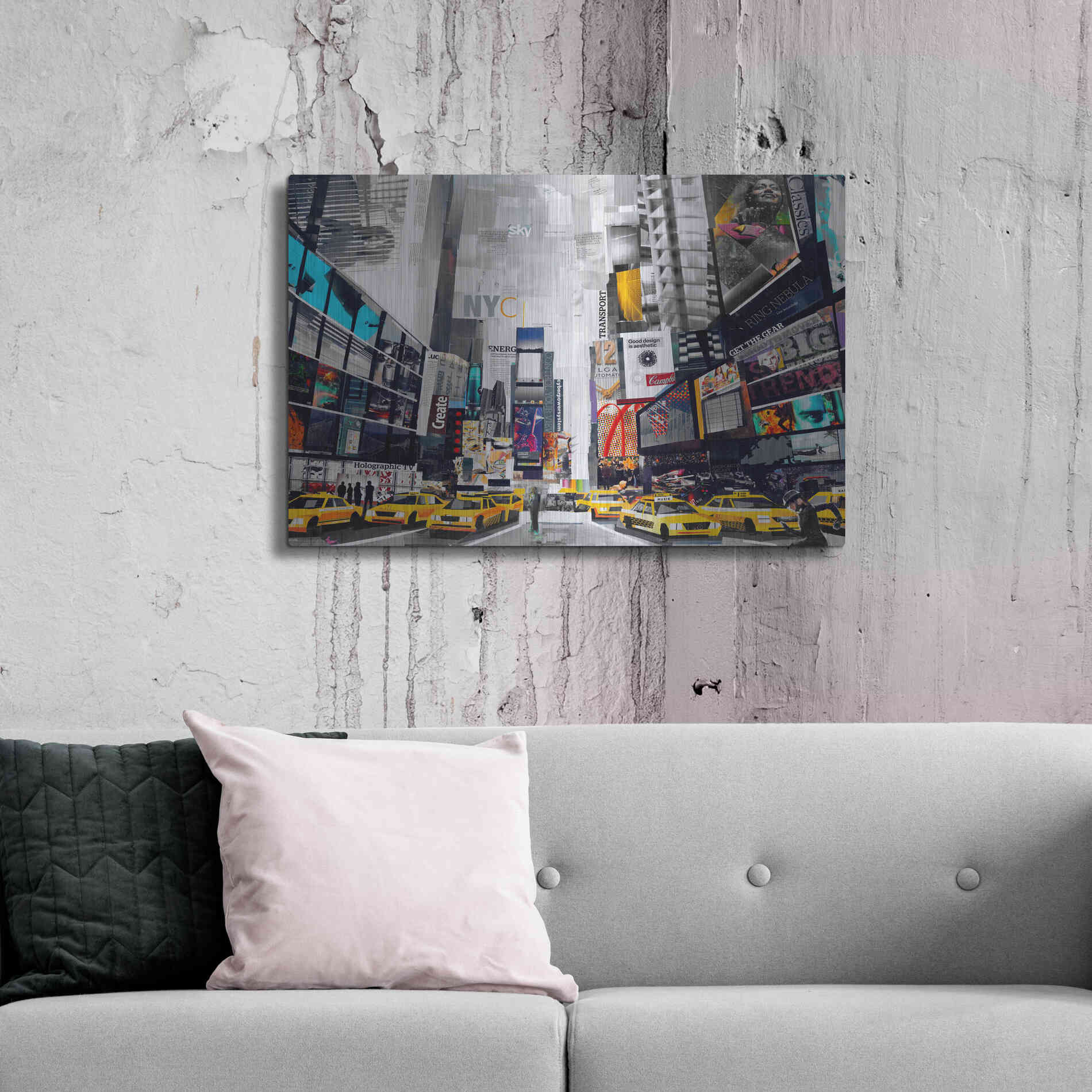 Luxe Metal Art 'Times Square' by Grey, Metal Wall Art,36x24