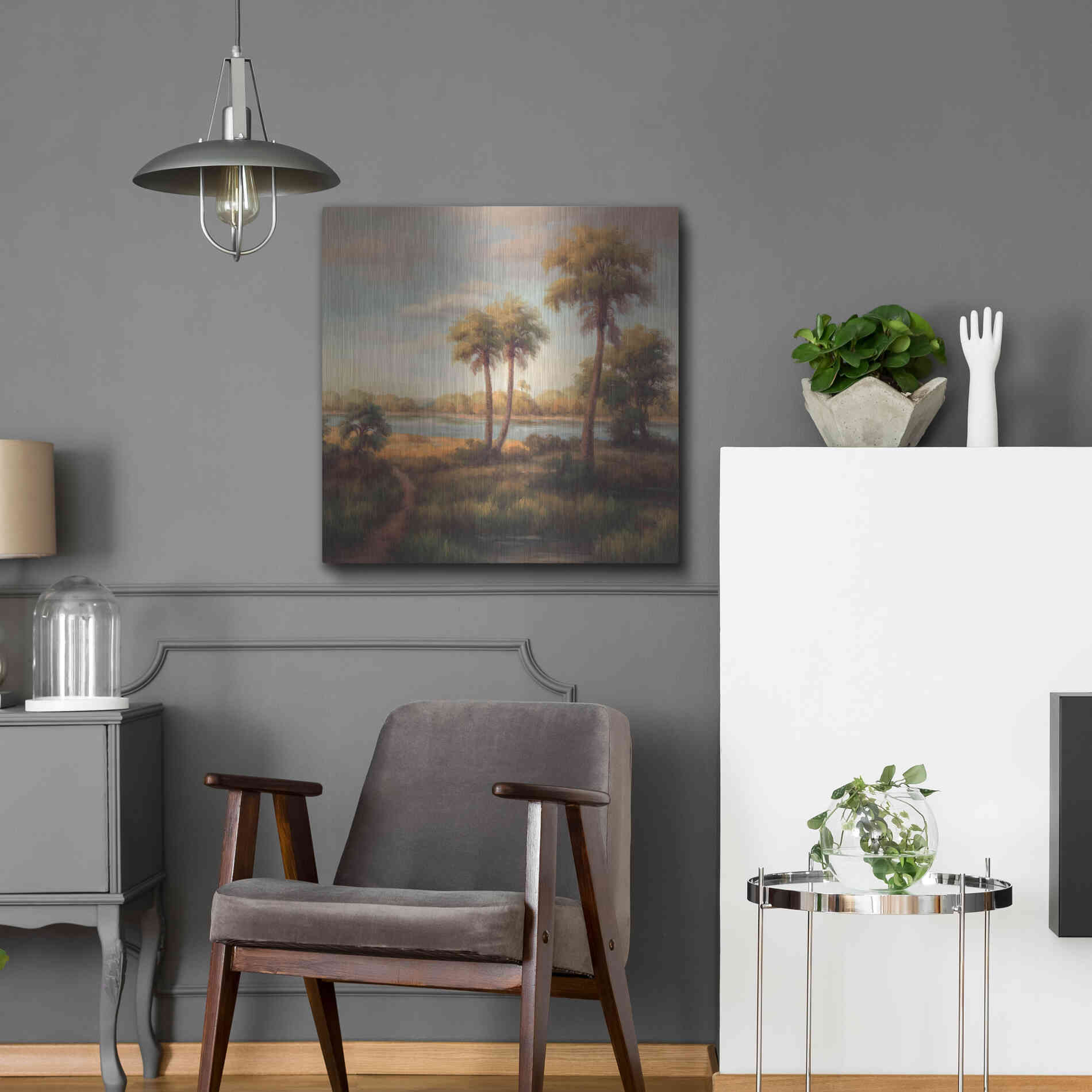 Luxe Metal Art 'In the Tropics I' by Haibin, Metal Wall Art,24x24