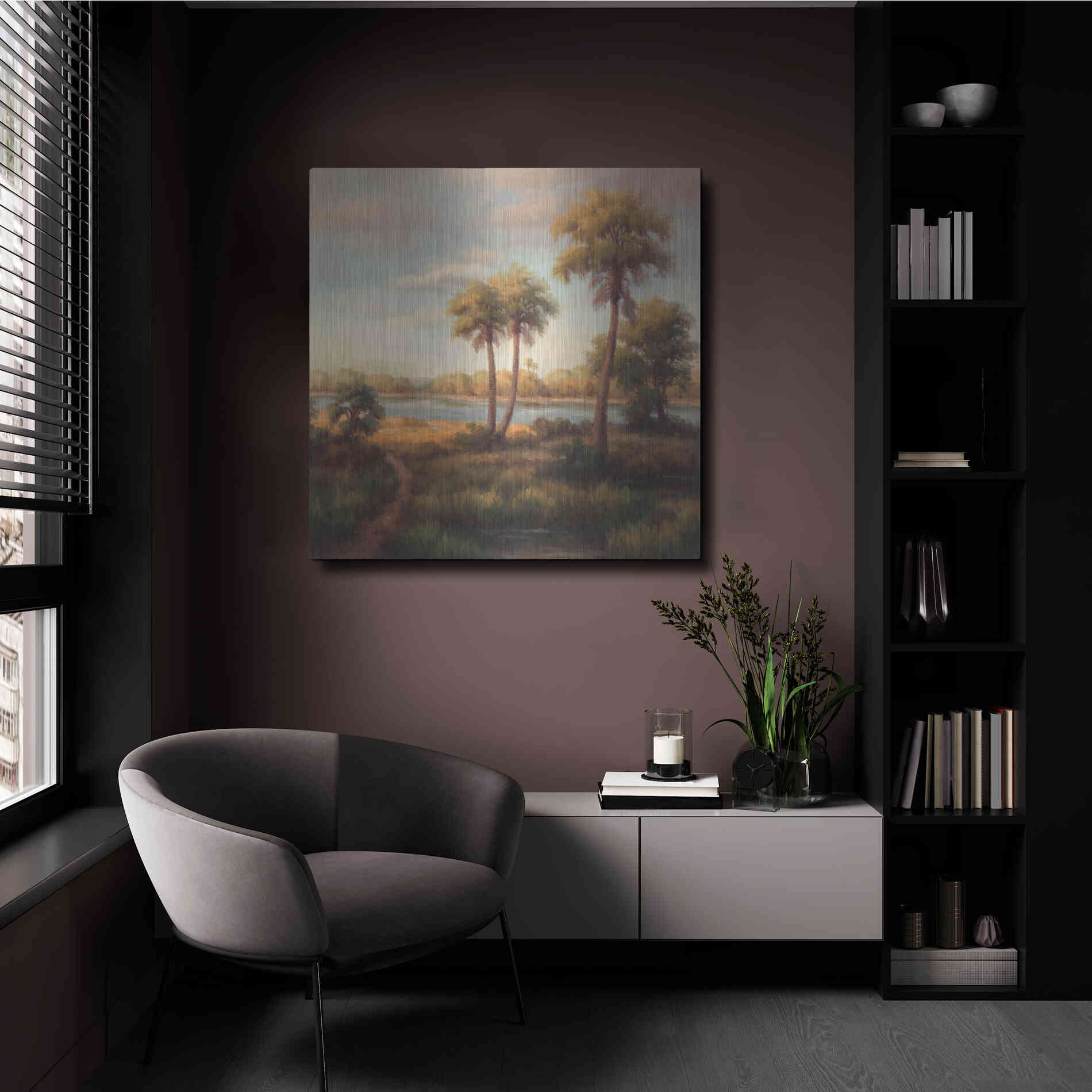 Luxe Metal Art 'In the Tropics I' by Haibin, Metal Wall Art,36x36