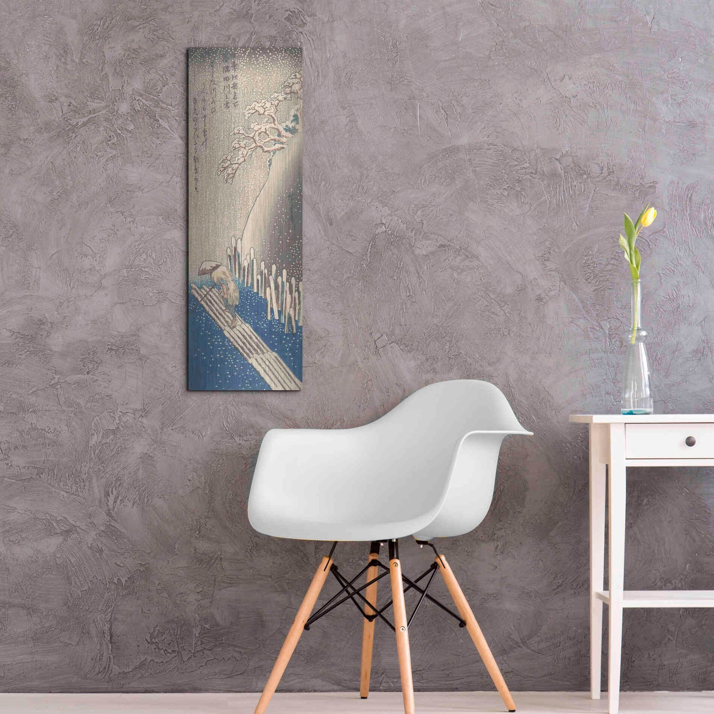 Luxe Metal Art 'Sumida River in the Snow' by Hiroshige, Metal Wall Art,12x36