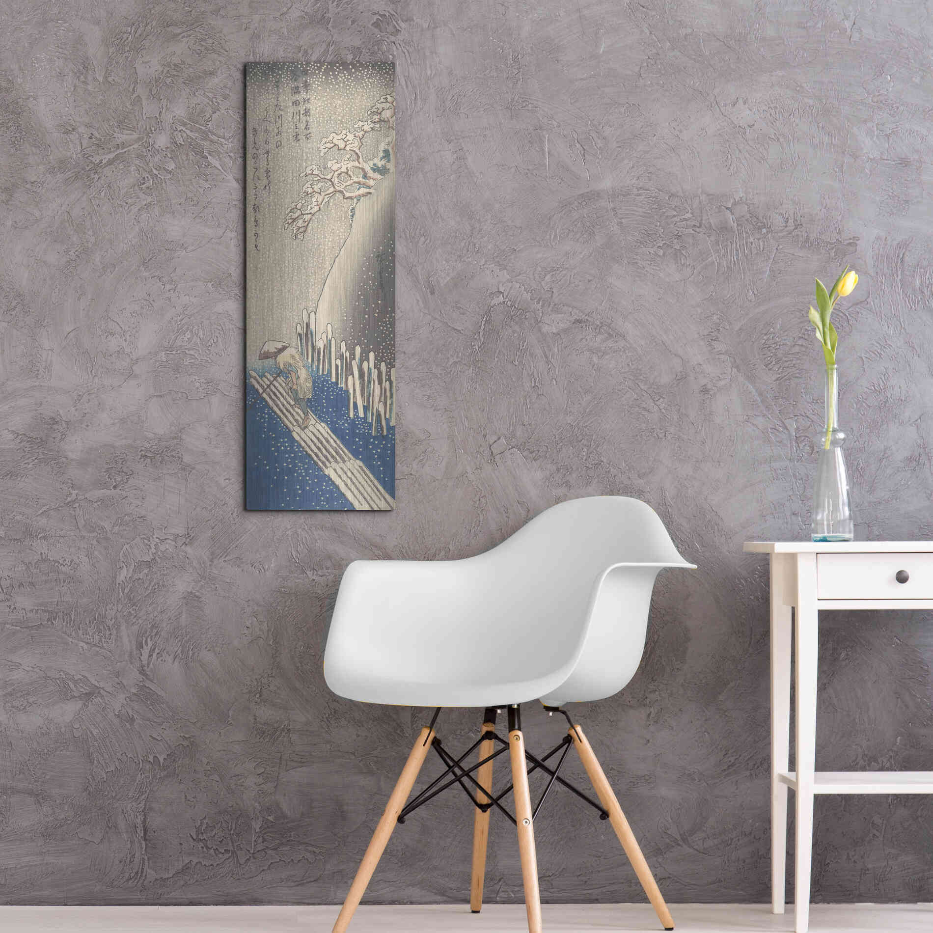 Luxe Metal Art 'Sumida River in the Snow' by Hiroshige, Metal Wall Art,12x36