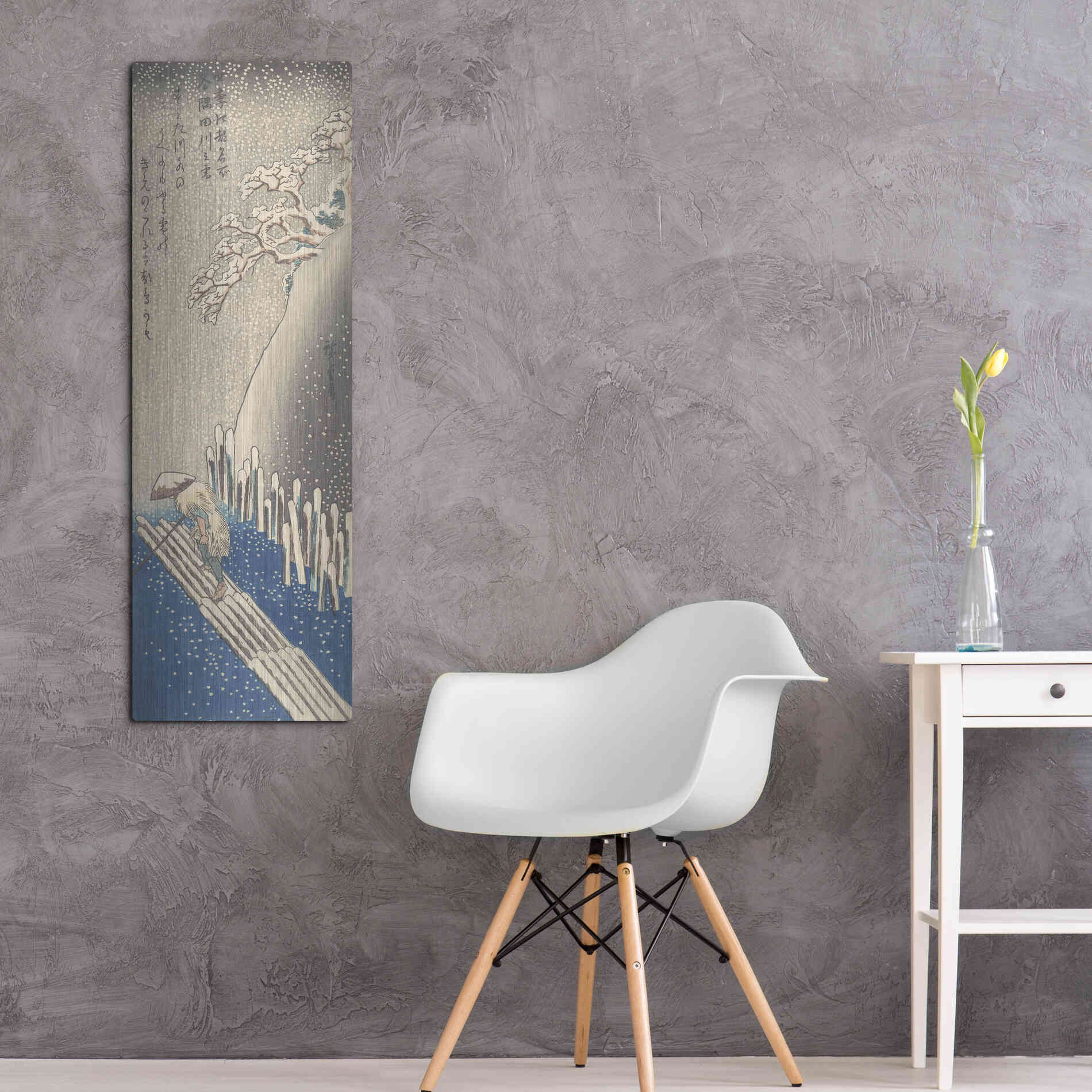 Luxe Metal Art 'Sumida River in the Snow' by Hiroshige, Metal Wall Art,16x48