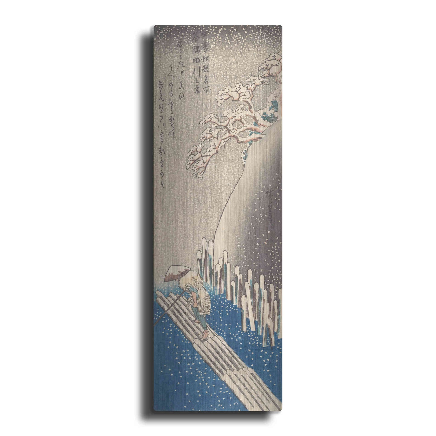 Luxe Metal Art 'Sumida River in the Snow' by Hiroshige, Metal Wall Art