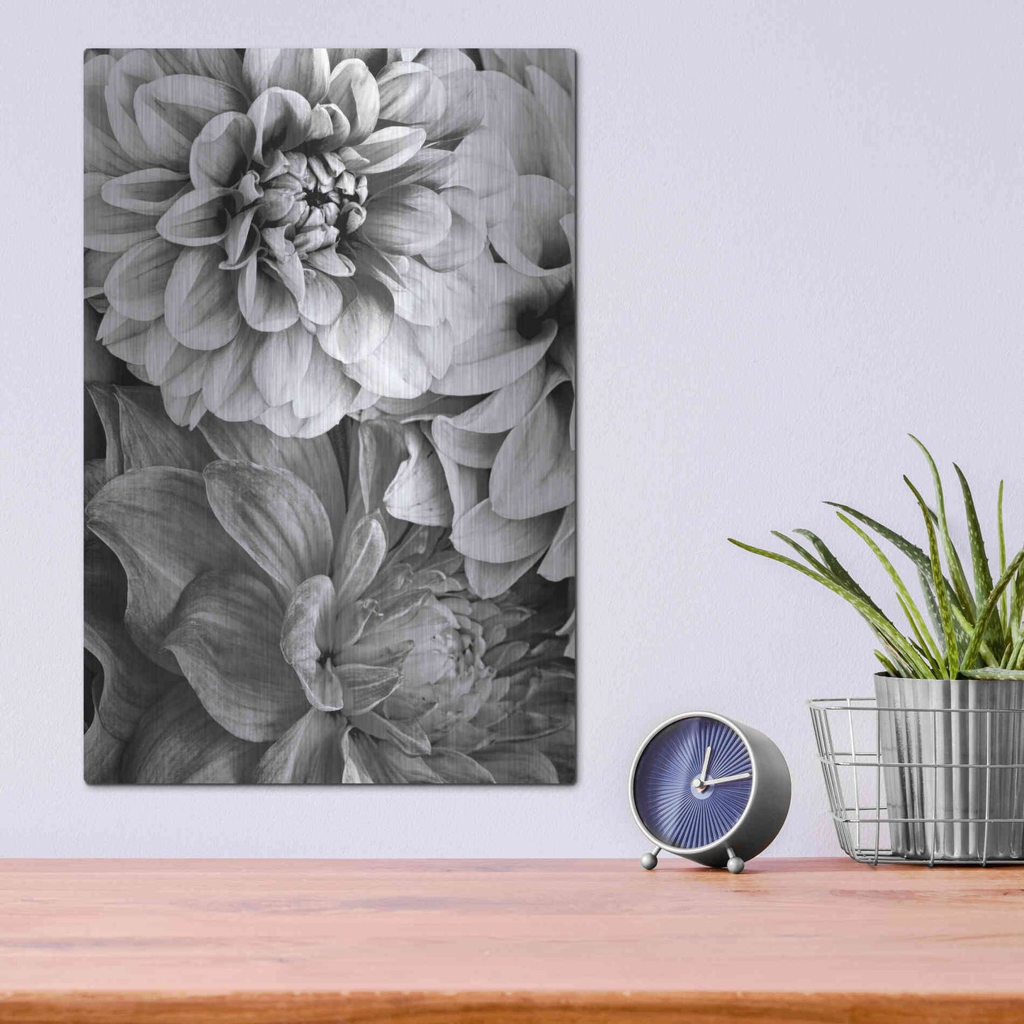 Luxe Metal Art 'B&W Flower 2' by Incado, Metal Wall Art,12x16