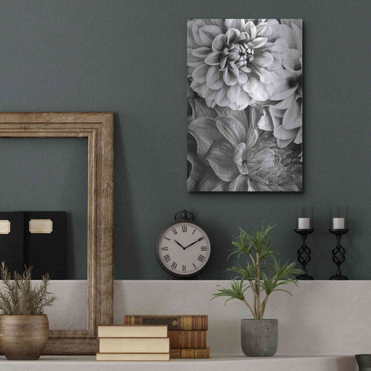 Luxe Metal Art 'B&W Flower 2' by Incado, Metal Wall Art,12x16