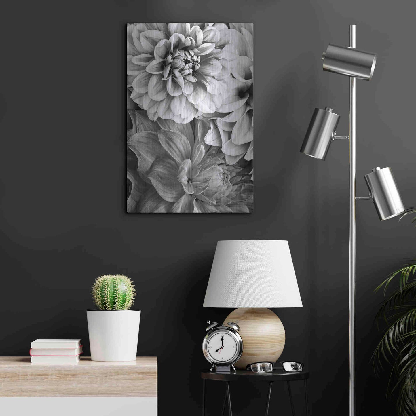 Luxe Metal Art 'B&W Flower 2' by Incado, Metal Wall Art,16x24