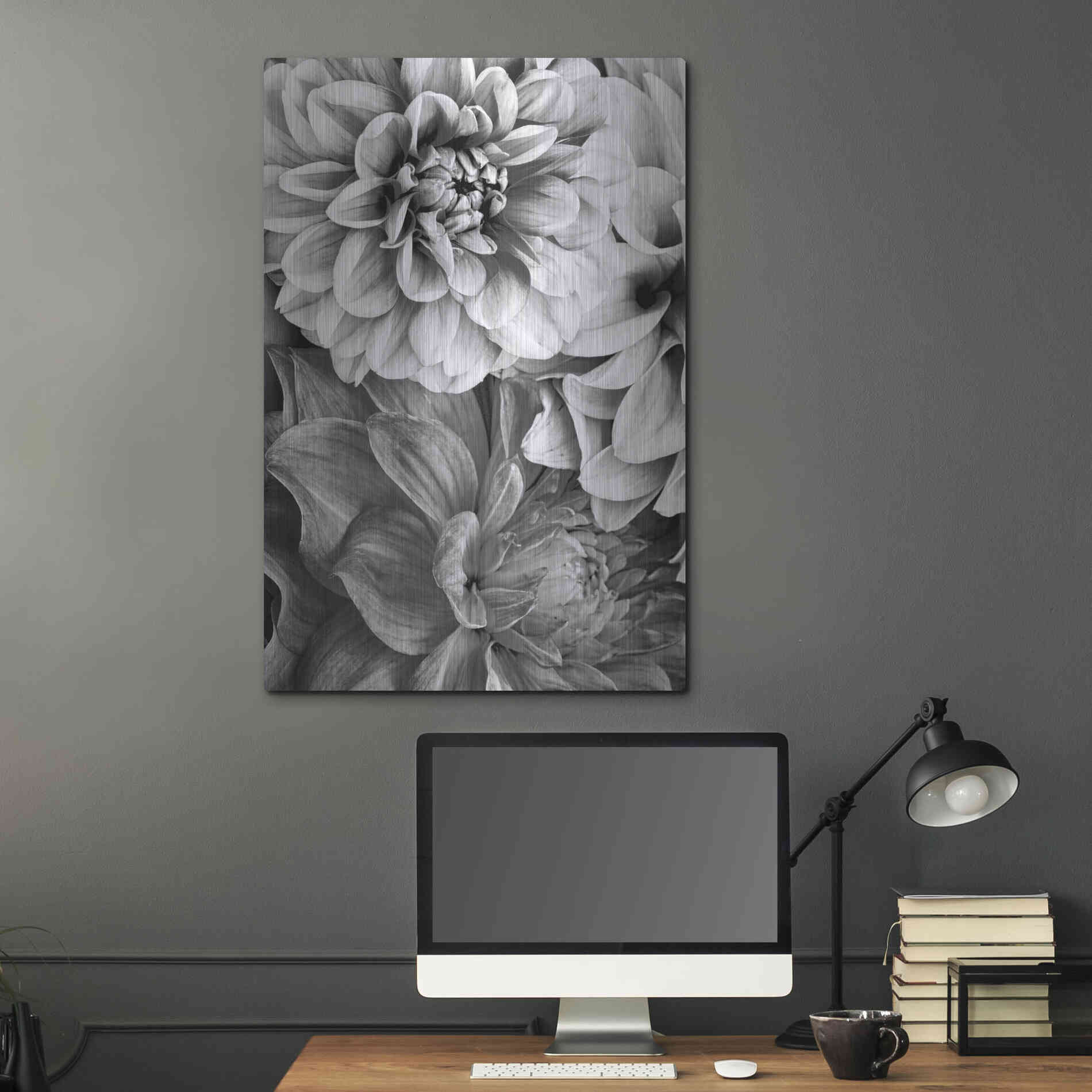 Luxe Metal Art 'B&W Flower 2' by Incado, Metal Wall Art,24x36