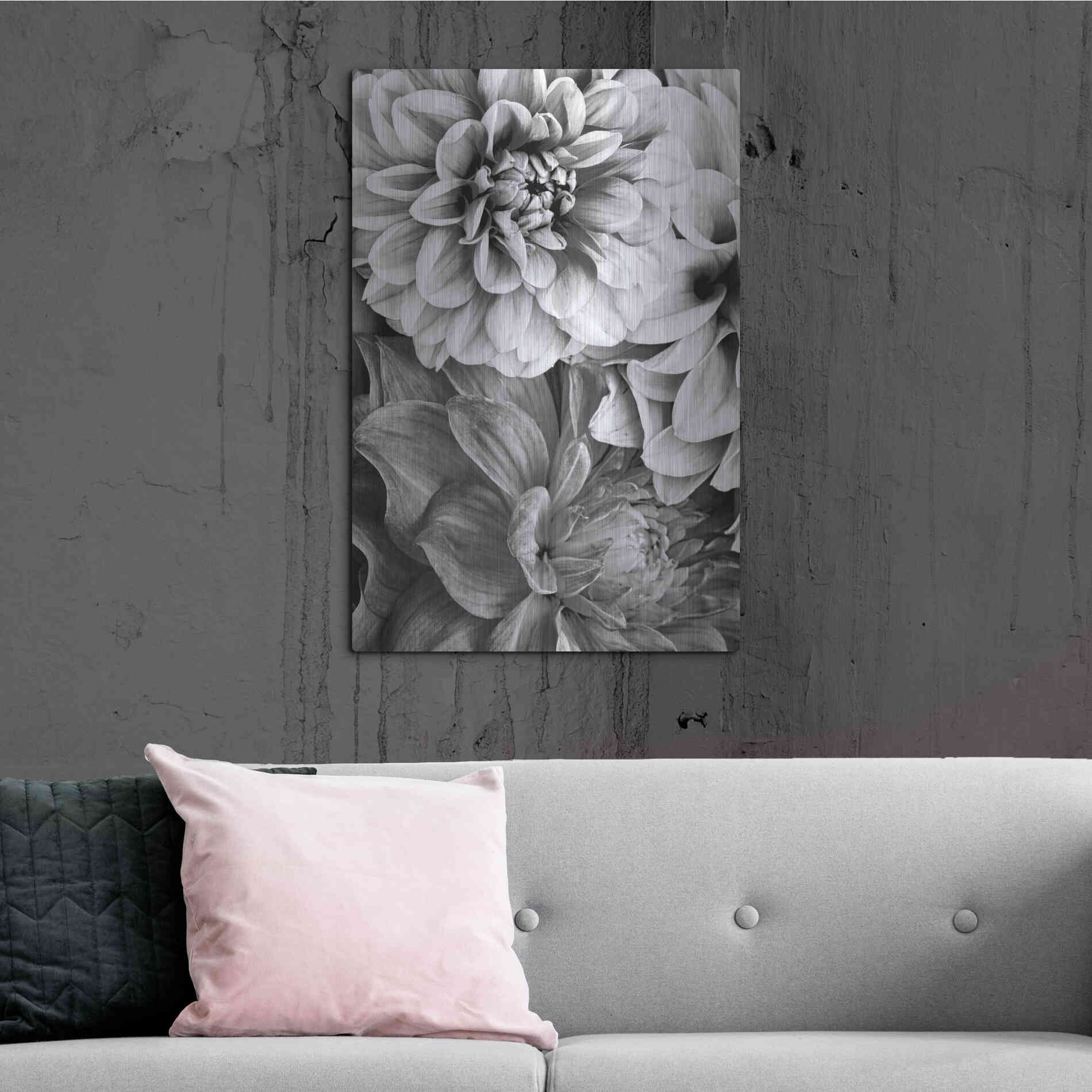 Luxe Metal Art 'B&W Flower 2' by Incado, Metal Wall Art,24x36