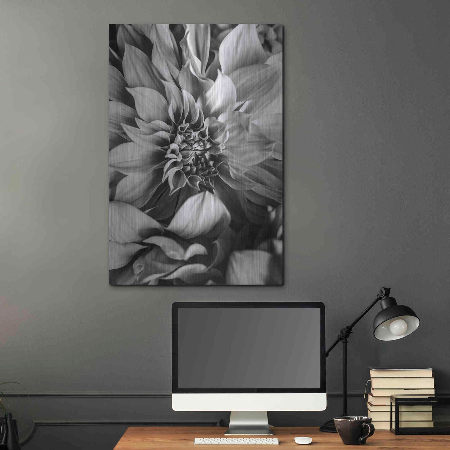 Luxe Metal Art 'B&W Flower 4' by Incado, Metal Wall Art,24x36