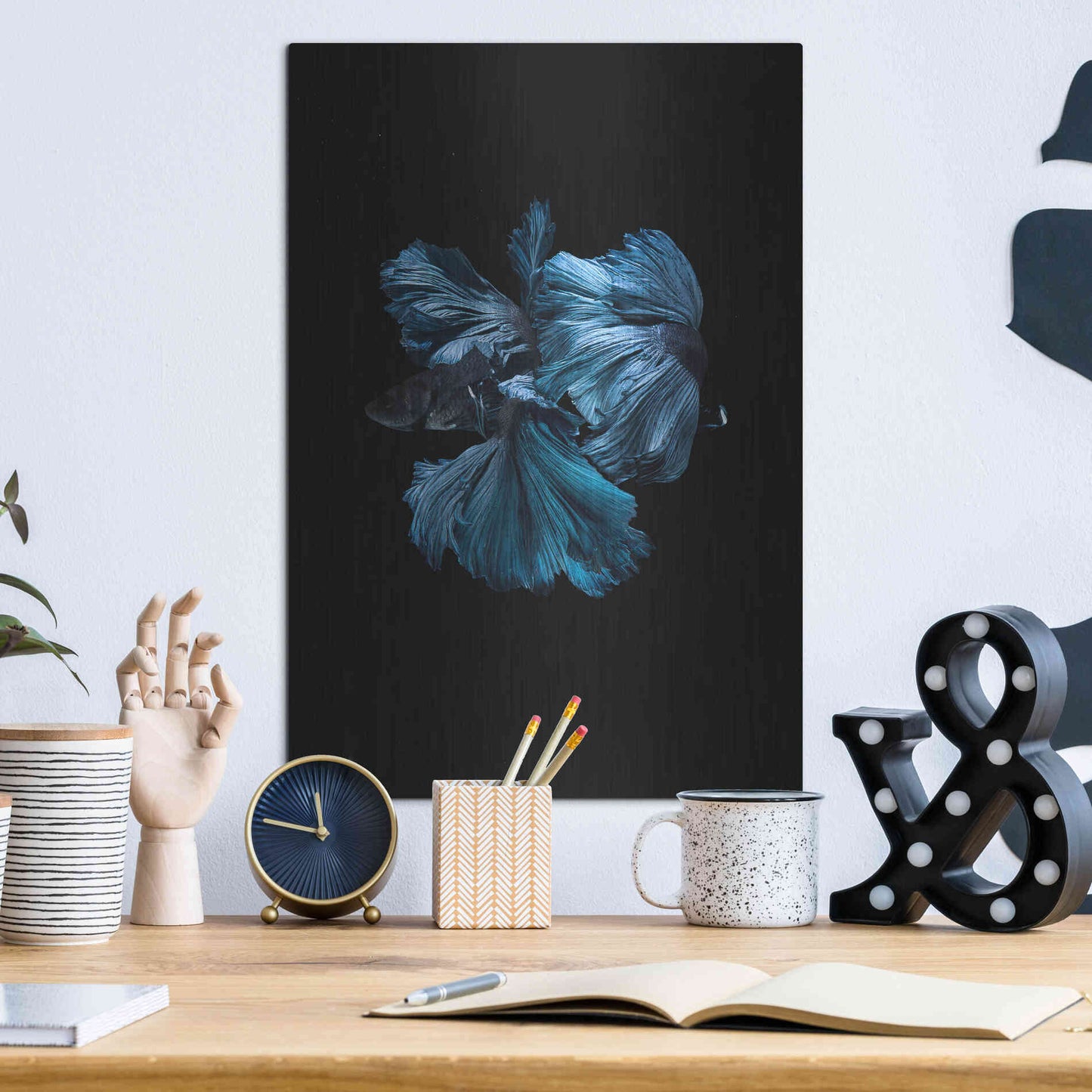 Luxe Metal Art 'Blue Betta' by Incado, Metal Wall Art,12x16