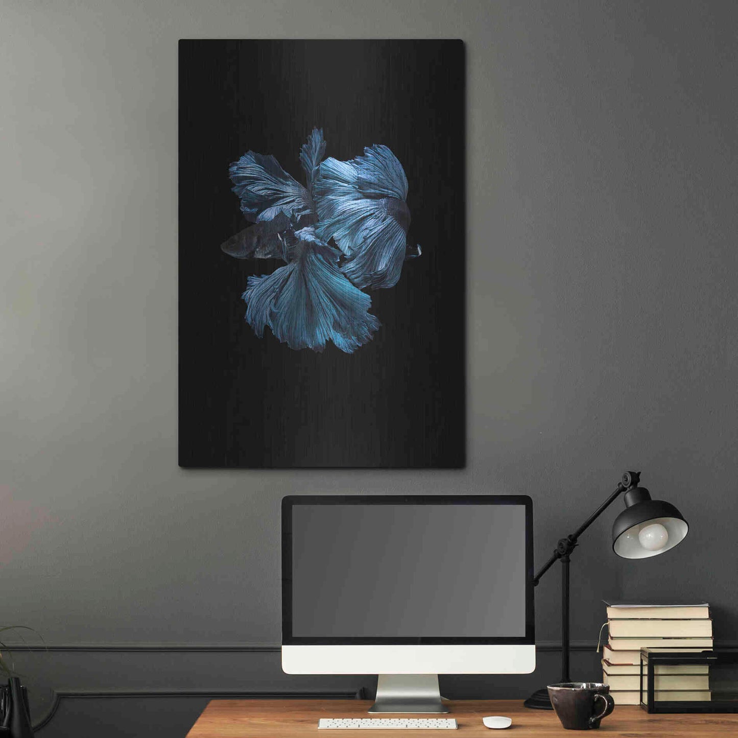 Luxe Metal Art 'Blue Betta' by Incado, Metal Wall Art,24x36