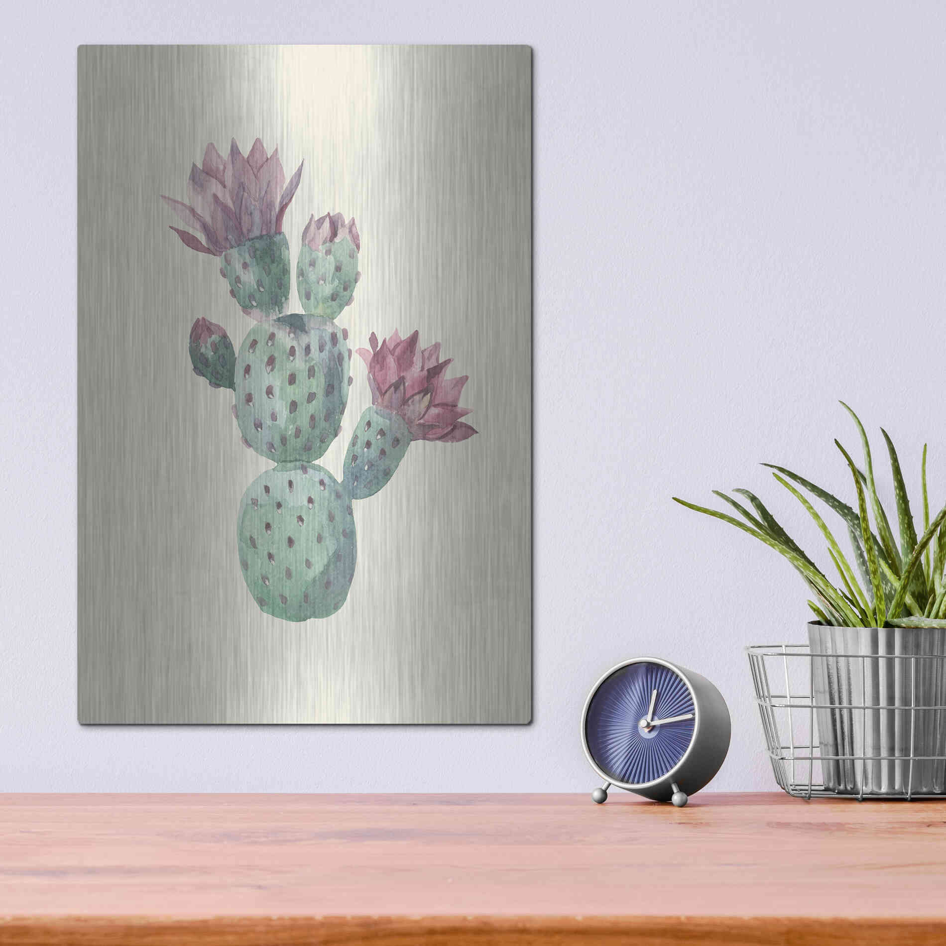 Luxe Metal Art 'Cactus on Yellow' by Incado, Metal Wall Art,12x16