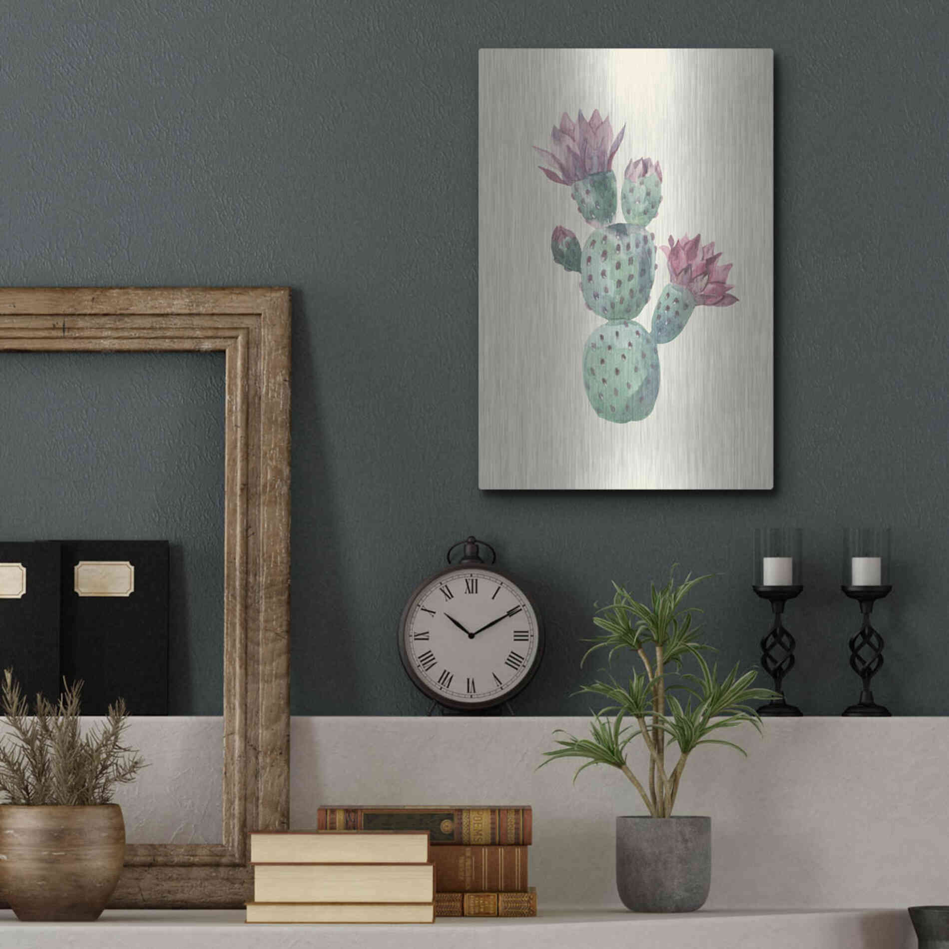 Luxe Metal Art 'Cactus on Yellow' by Incado, Metal Wall Art,12x16