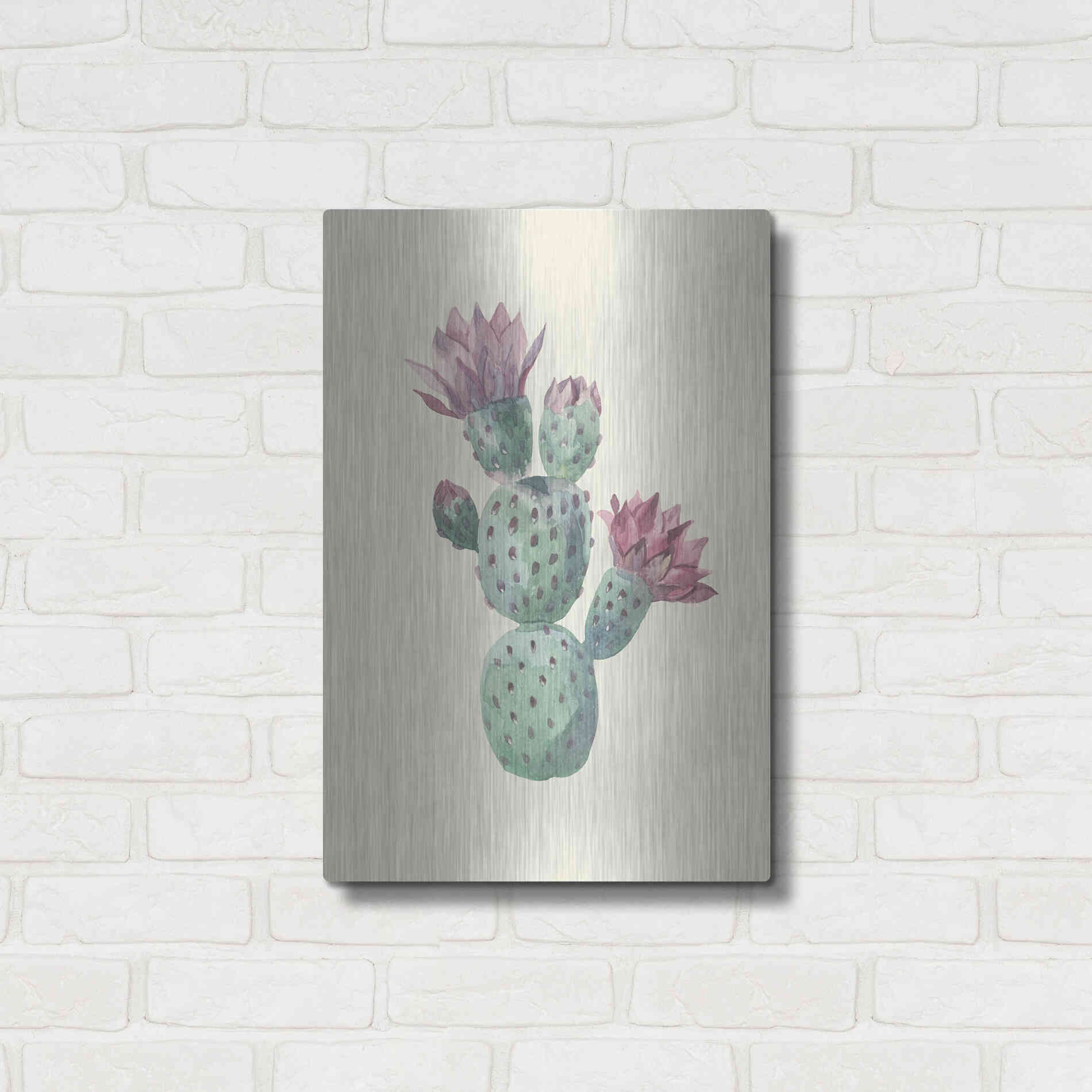 Luxe Metal Art 'Cactus on Yellow' by Incado, Metal Wall Art,16x24