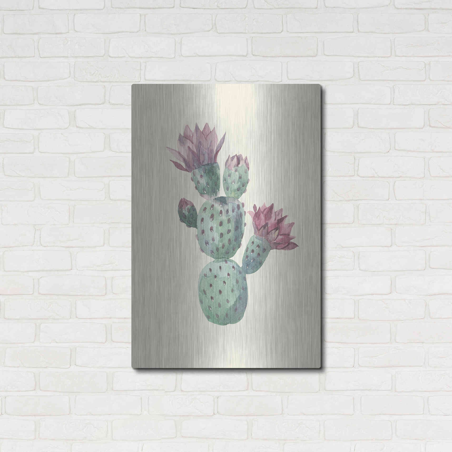 Luxe Metal Art 'Cactus on Yellow' by Incado, Metal Wall Art,24x36