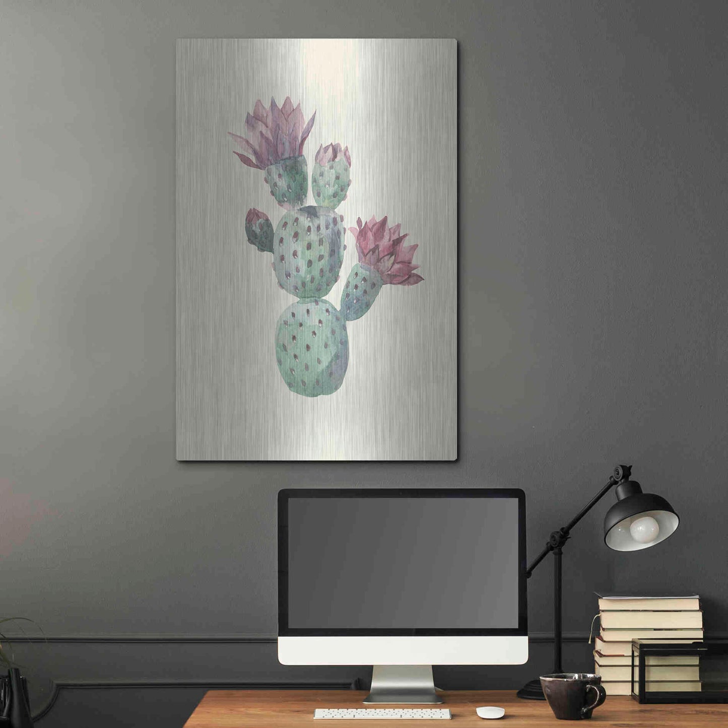 Luxe Metal Art 'Cactus on Yellow' by Incado, Metal Wall Art,24x36