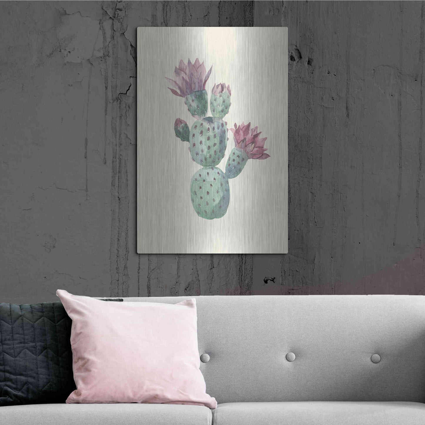 Luxe Metal Art 'Cactus on Yellow' by Incado, Metal Wall Art,24x36