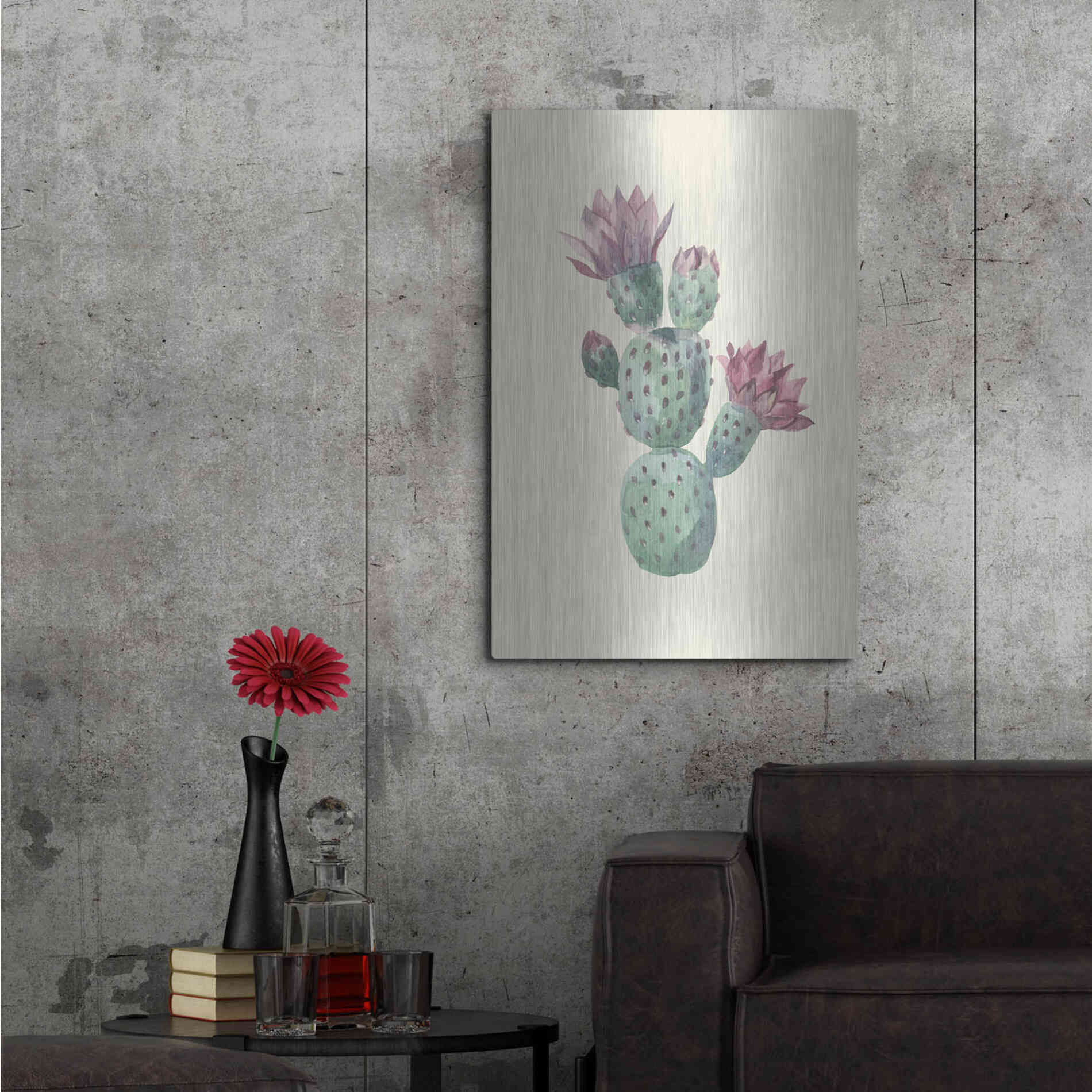 Luxe Metal Art 'Cactus on Yellow' by Incado, Metal Wall Art,24x36