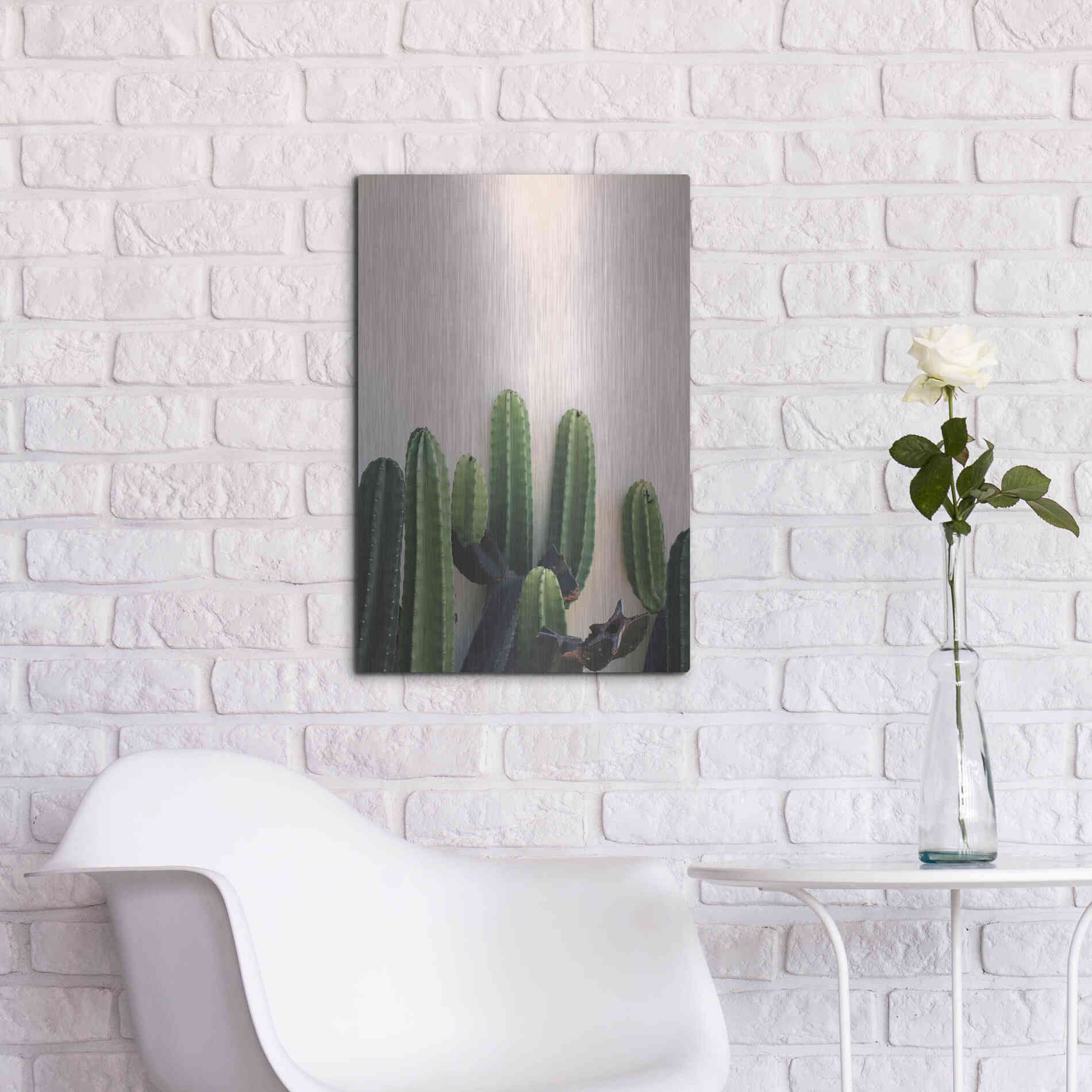 Luxe Metal Art 'Cactus on Pink' by Incado, Metal Wall Art,16x24