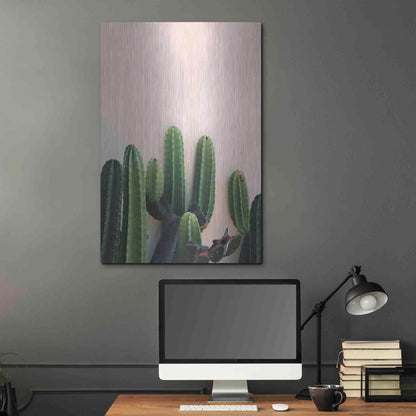 Luxe Metal Art 'Cactus on Pink' by Incado, Metal Wall Art,24x36