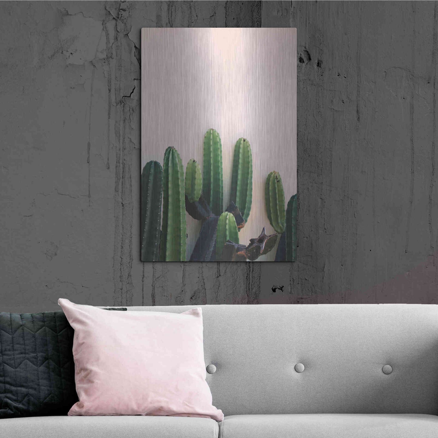 Luxe Metal Art 'Cactus on Pink' by Incado, Metal Wall Art,24x36