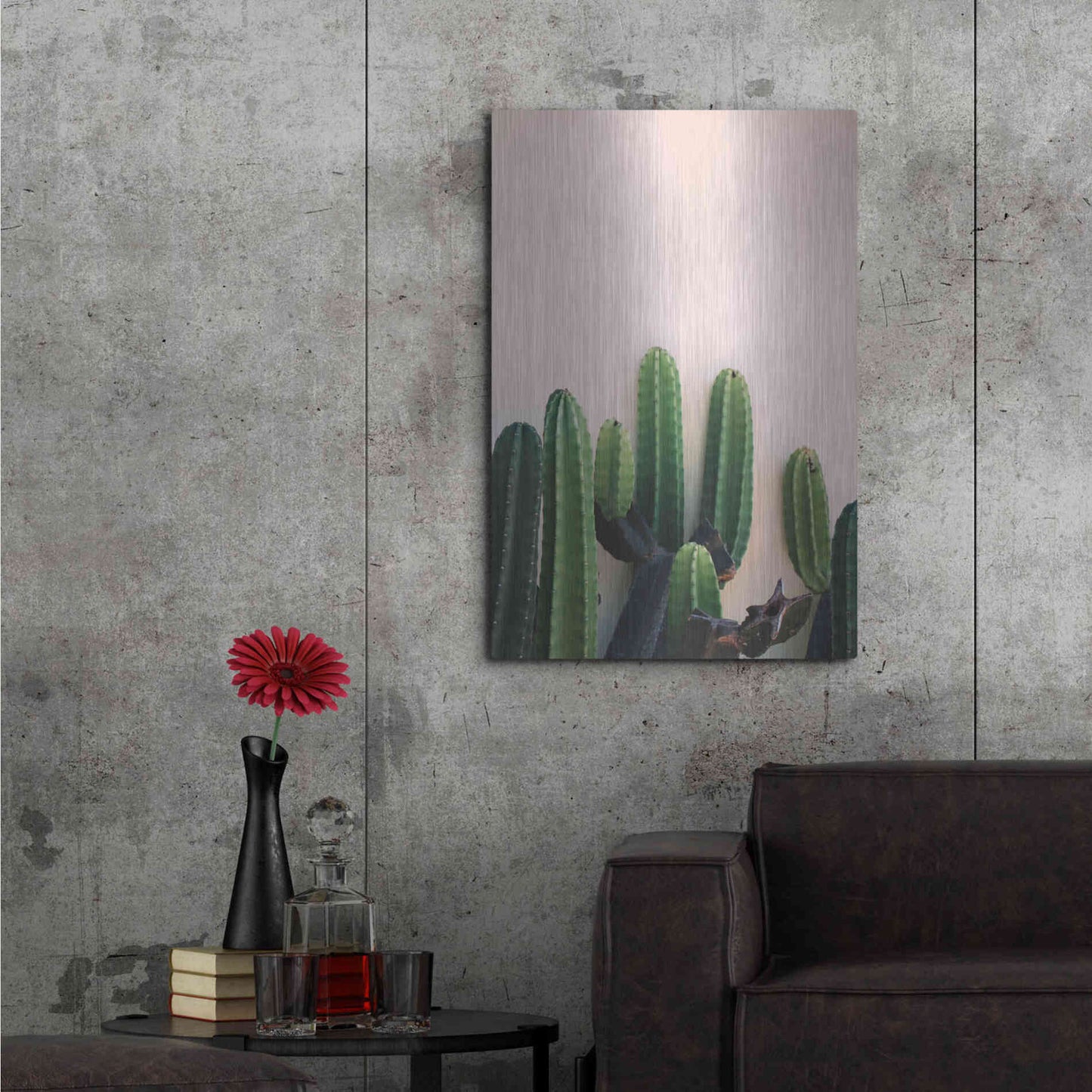 Luxe Metal Art 'Cactus on Pink' by Incado, Metal Wall Art,24x36