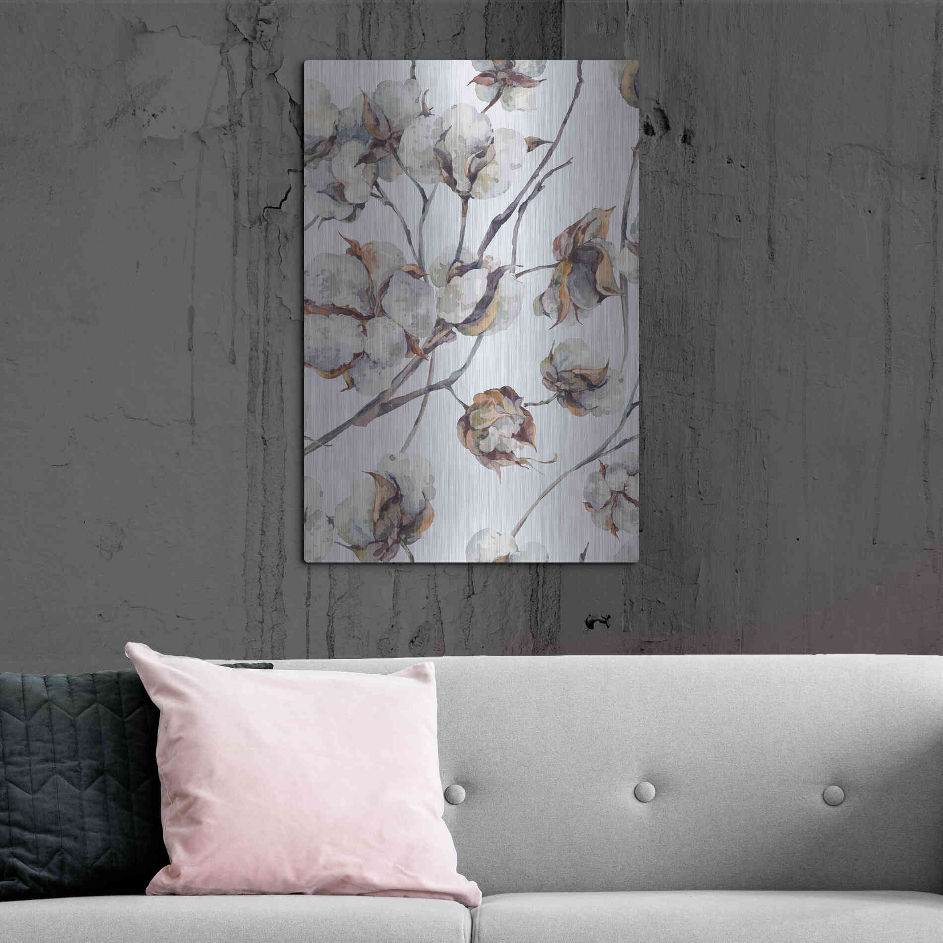 Luxe Metal Art 'Cotton II' by Incado, Metal Wall Art,24x36