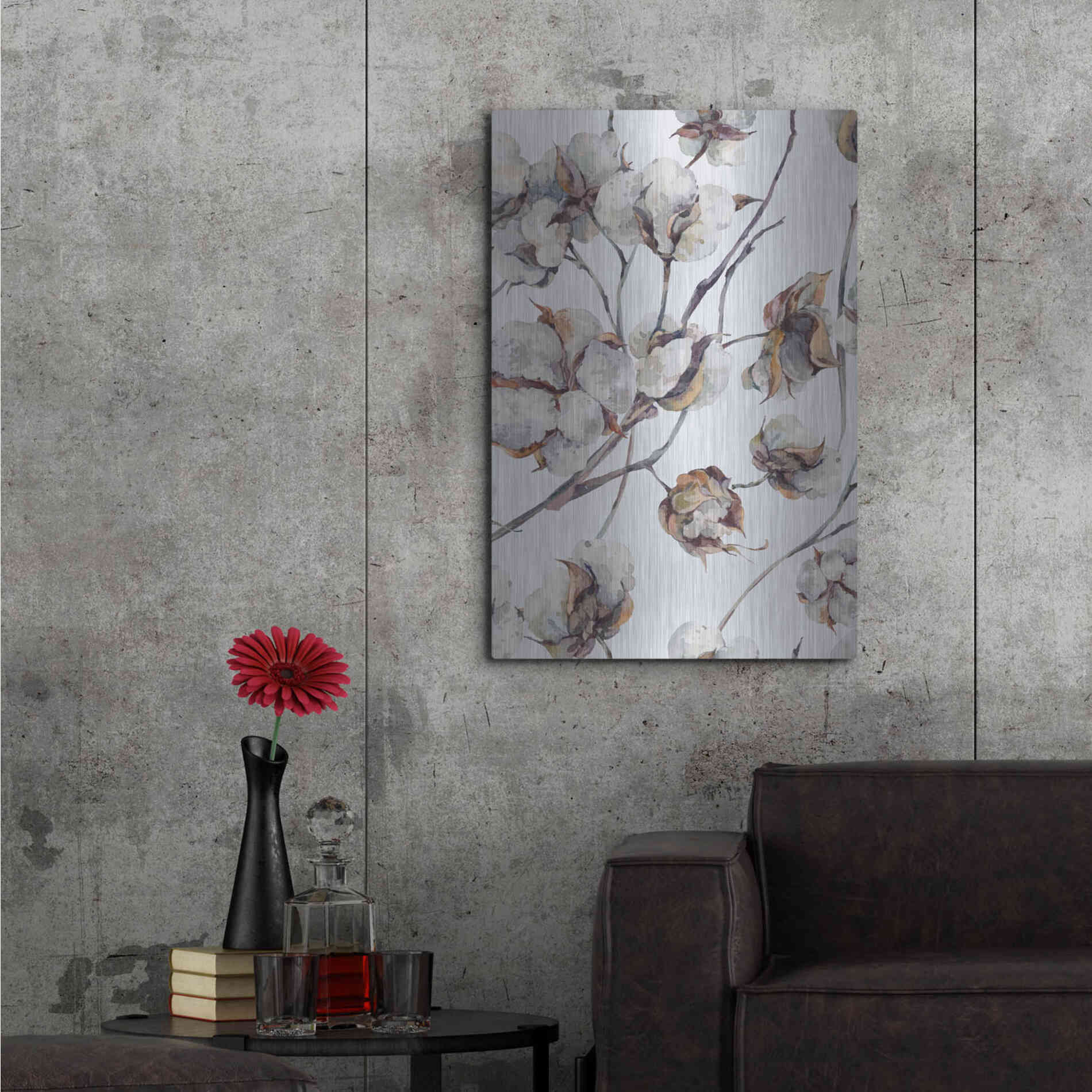 Luxe Metal Art 'Cotton II' by Incado, Metal Wall Art,24x36