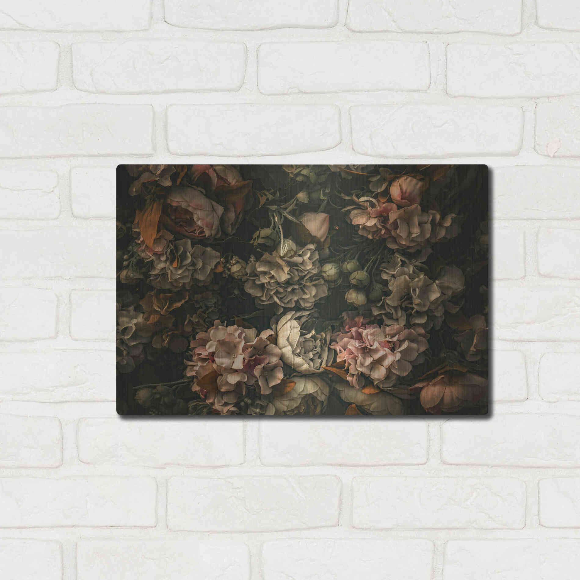 Luxe Metal Art 'Dark Floral Arrangement' by Incado, Metal Wall Art,16x12