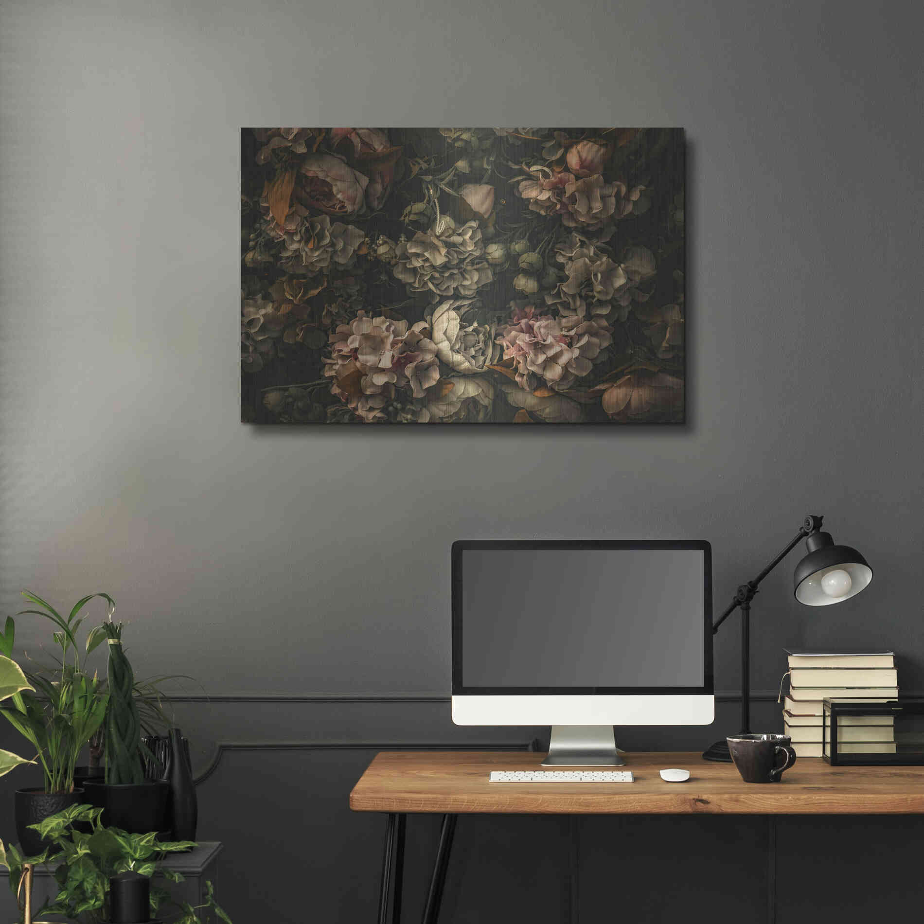 Luxe Metal Art 'Dark Floral Arrangement' by Incado, Metal Wall Art,36x24