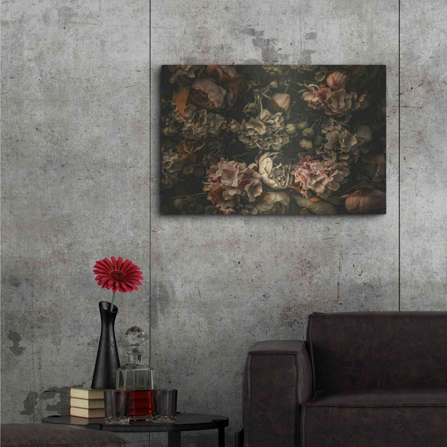 Luxe Metal Art 'Dark Floral Arrangement' by Incado, Metal Wall Art,36x24