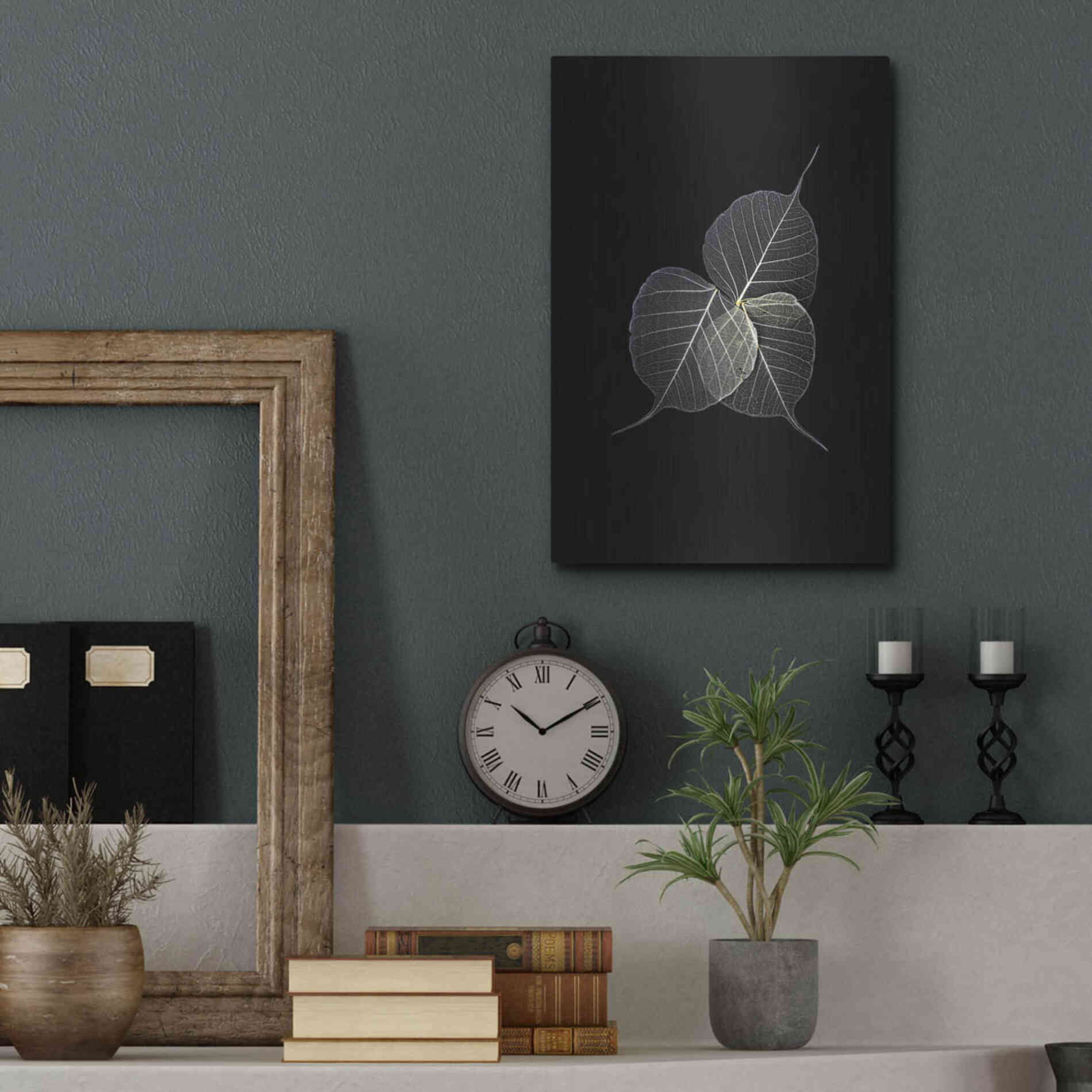 Luxe Metal Art 'Dark Leaves' by Incado, Metal Wall Art,12x16