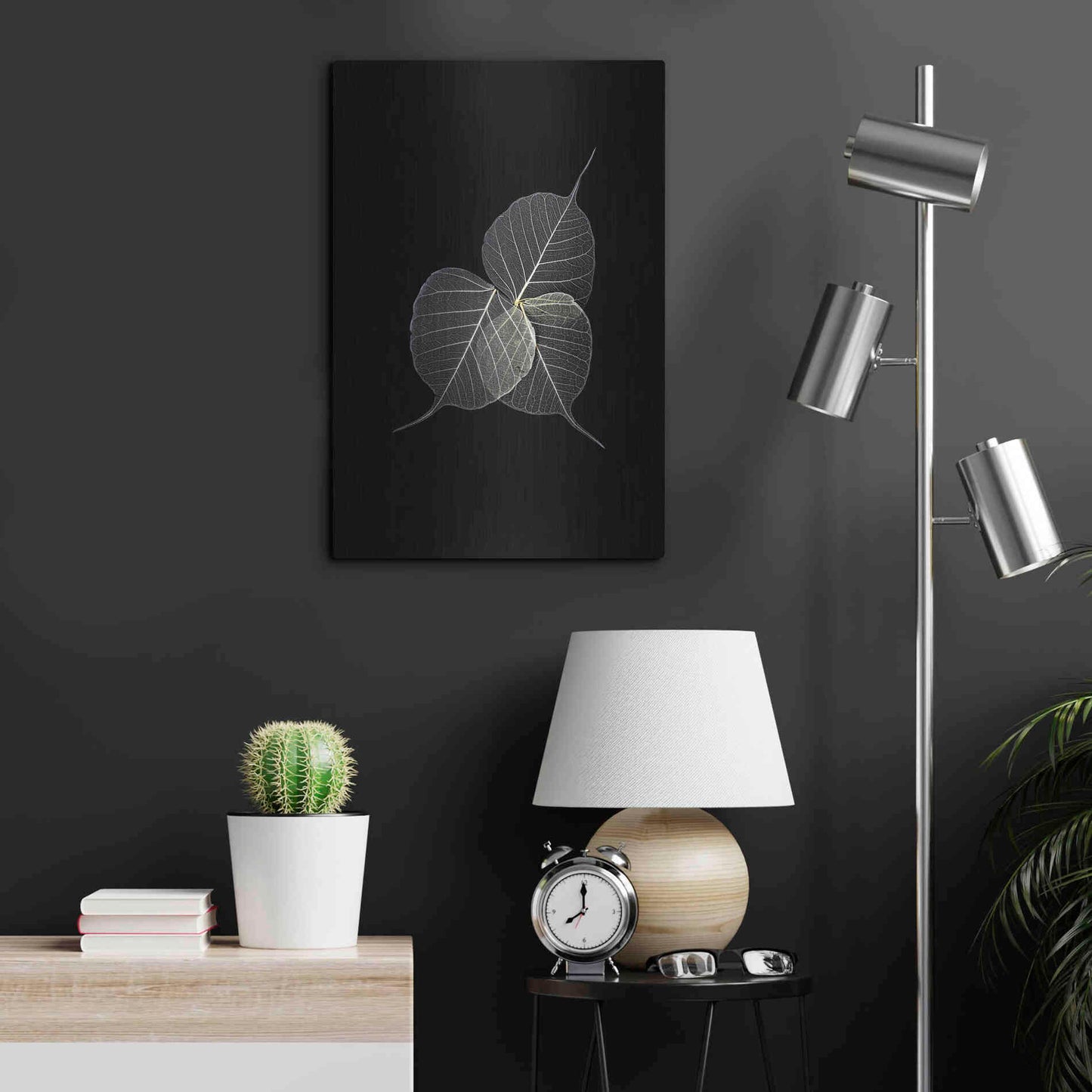 Luxe Metal Art 'Dark Leaves' by Incado, Metal Wall Art,16x24