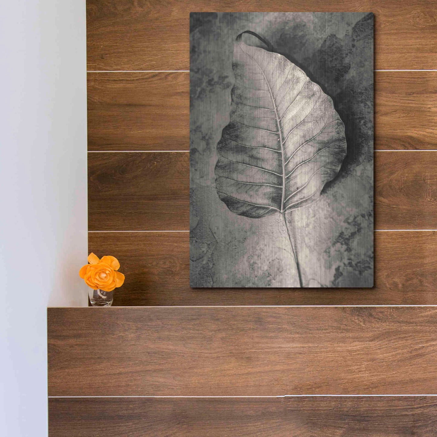 Luxe Metal Art 'Dried Leaf' by Incado, Metal Wall Art,12x16