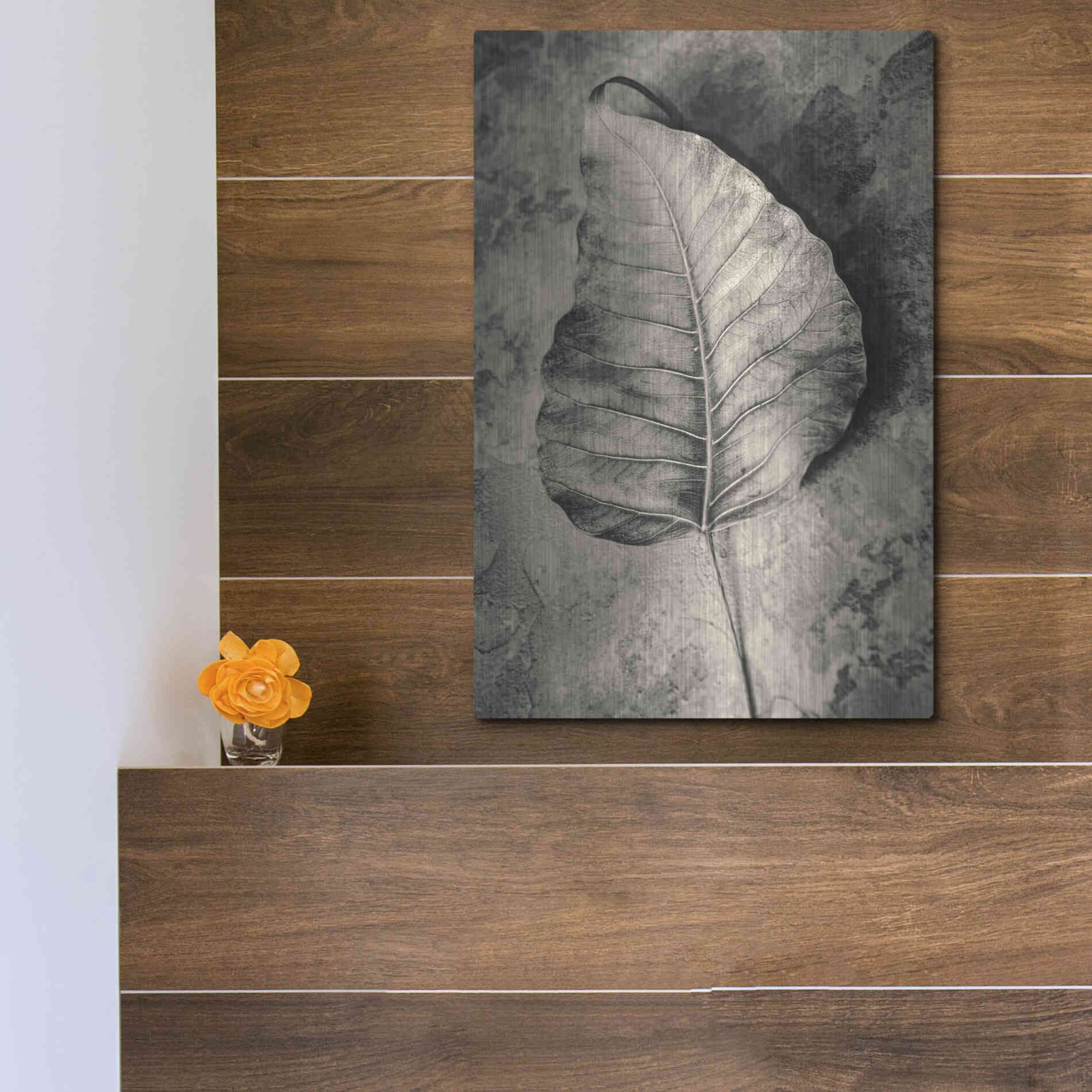 Luxe Metal Art 'Dried Leaf' by Incado, Metal Wall Art,12x16